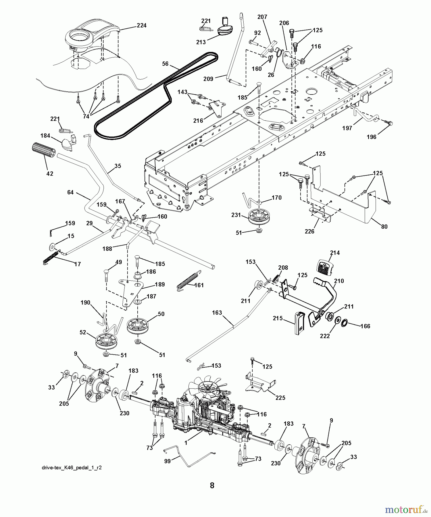 Jonsered Rasen und Garten Traktoren LT2223 A2 (96041011002) - Jonsered Lawn & Garden Tractor (2010-01) DRIVE