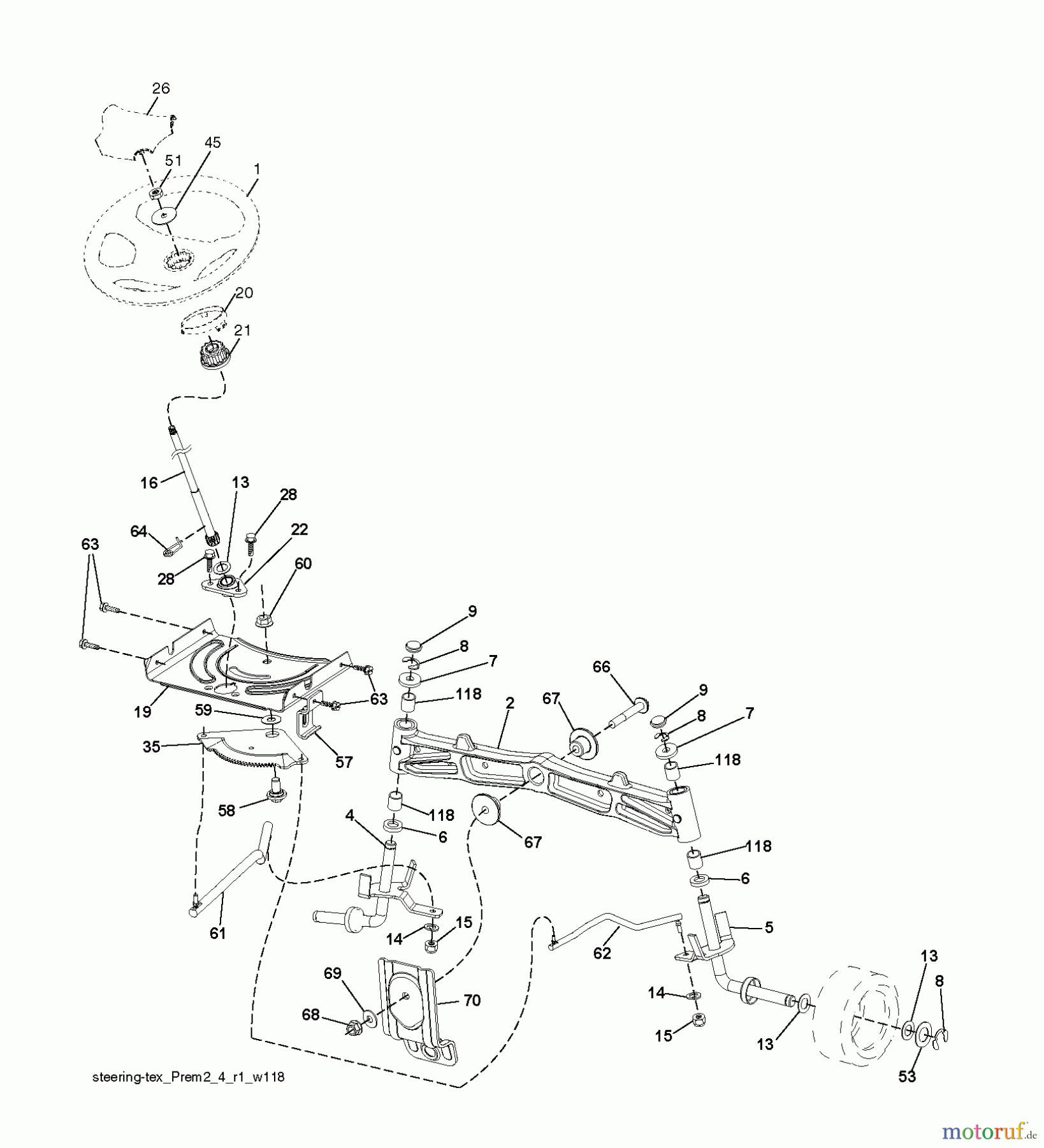 Jonsered Rasen und Garten Traktoren LT2223 A2 (96041011003) - Jonsered Lawn & Garden Tractor (2010-08) STEERING