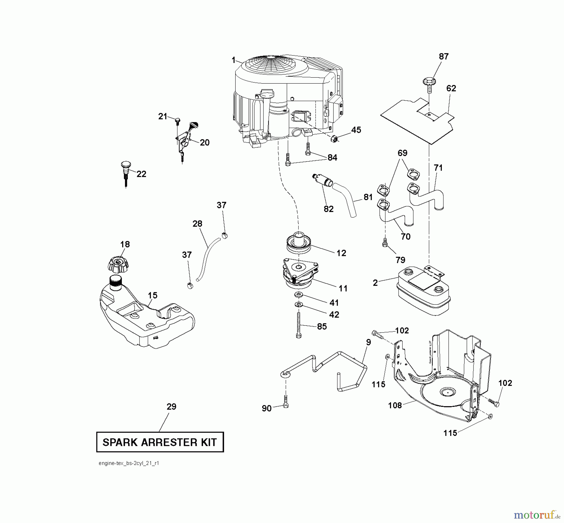 Jonsered Rasen  und Garten Traktoren LT2223 A2 (96041011100) - Jonsered Lawn & Garden Tractor (2009-02) ENGINE