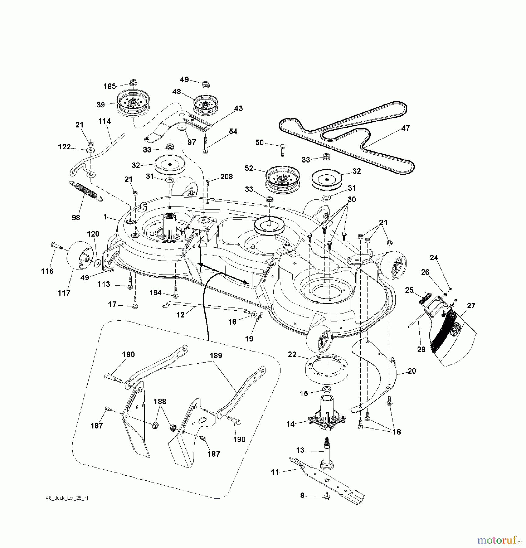 Jonsered Rasen und Garten Traktoren LT2223 A2 (96041011100) - Jonsered Lawn & Garden Tractor (2009-02) MOWER DECK / CUTTING DECK