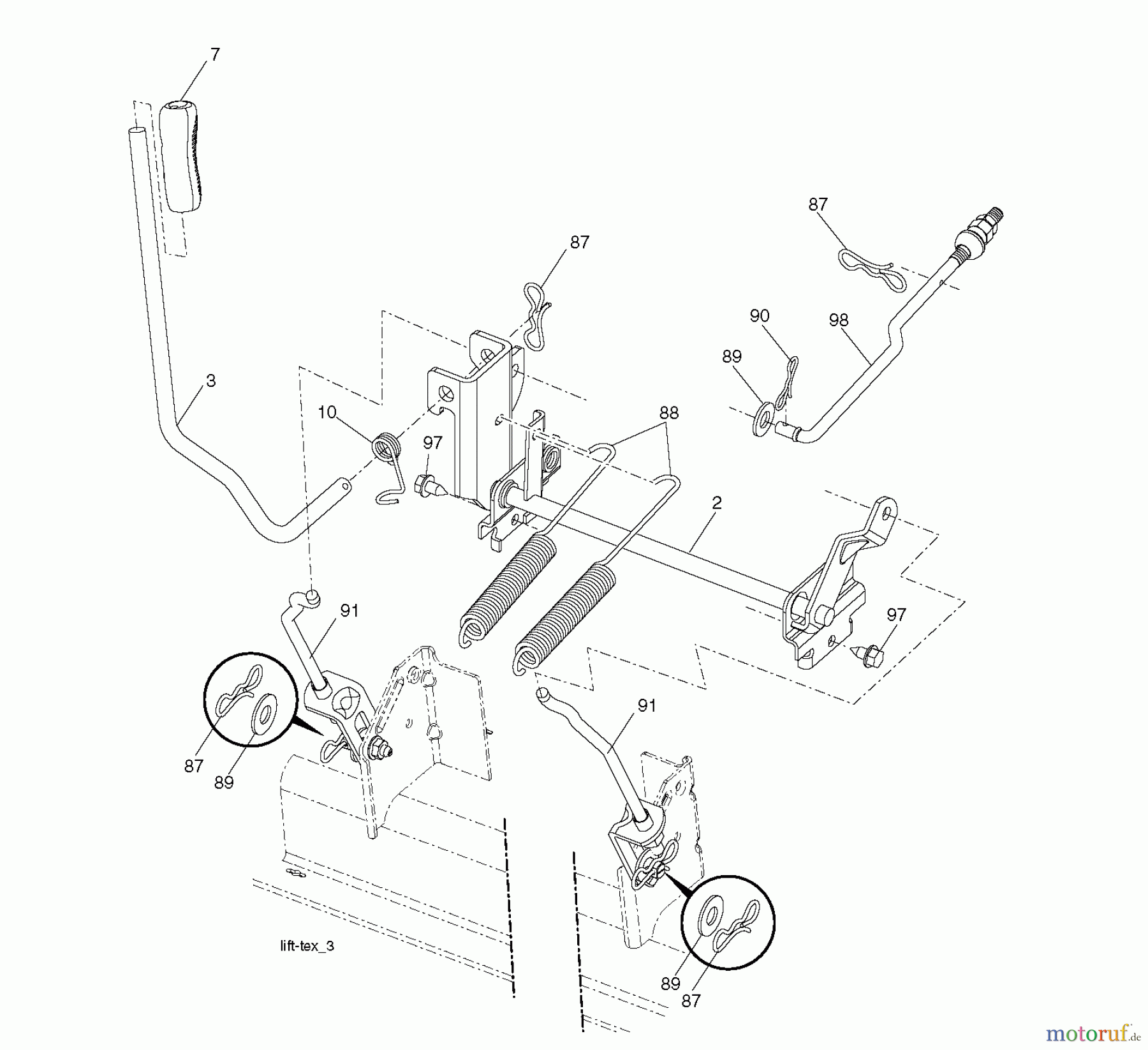 Jonsered Rasen und Garten Traktoren LT2223 A2 (96041004002) - Jonsered Lawn & Garden Tractor (2008-01) MOWER LIFT / DECK LIFT