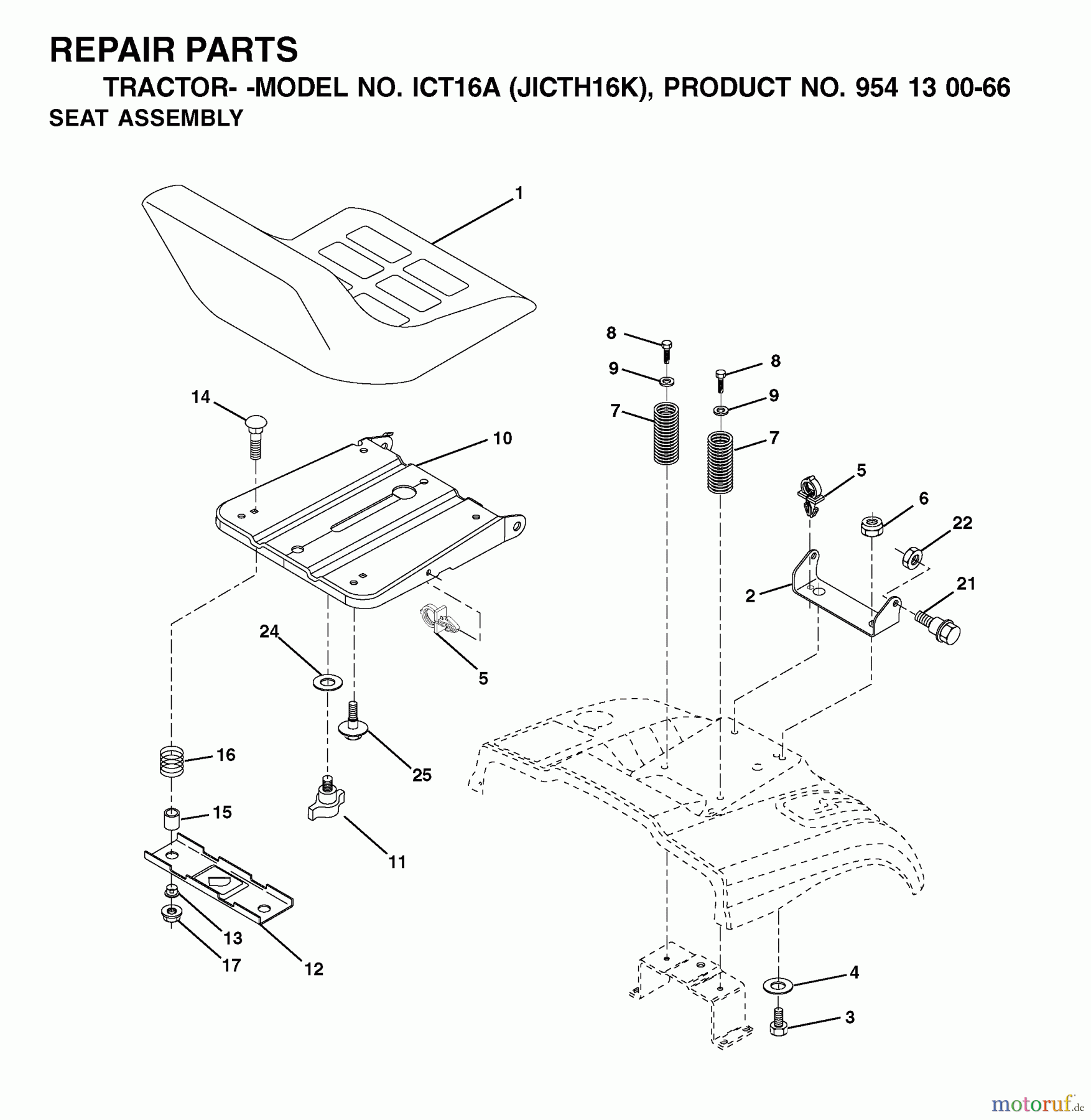 Jonsered Rasen und Garten Traktoren ICT16A (JICTH16K, 954130066) - Jonsered Lawn & Garden Tractor (2002-06) SEAT