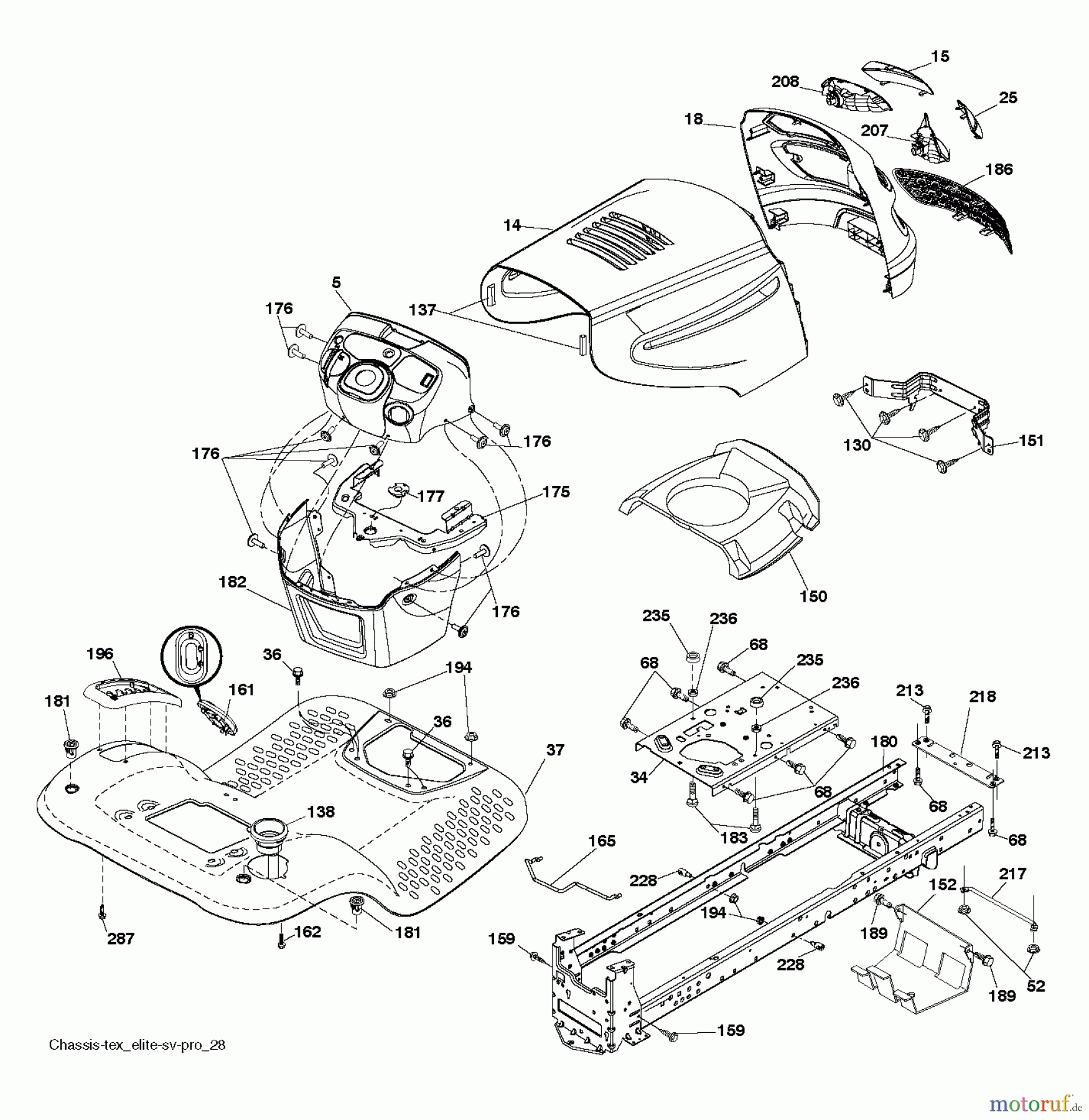 Jonsered Rasen und Garten Traktoren LT2223 A2 (96041014403) - Jonsered Lawn & Garden Tractor (2012-02) CHASSIS ENCLOSURES