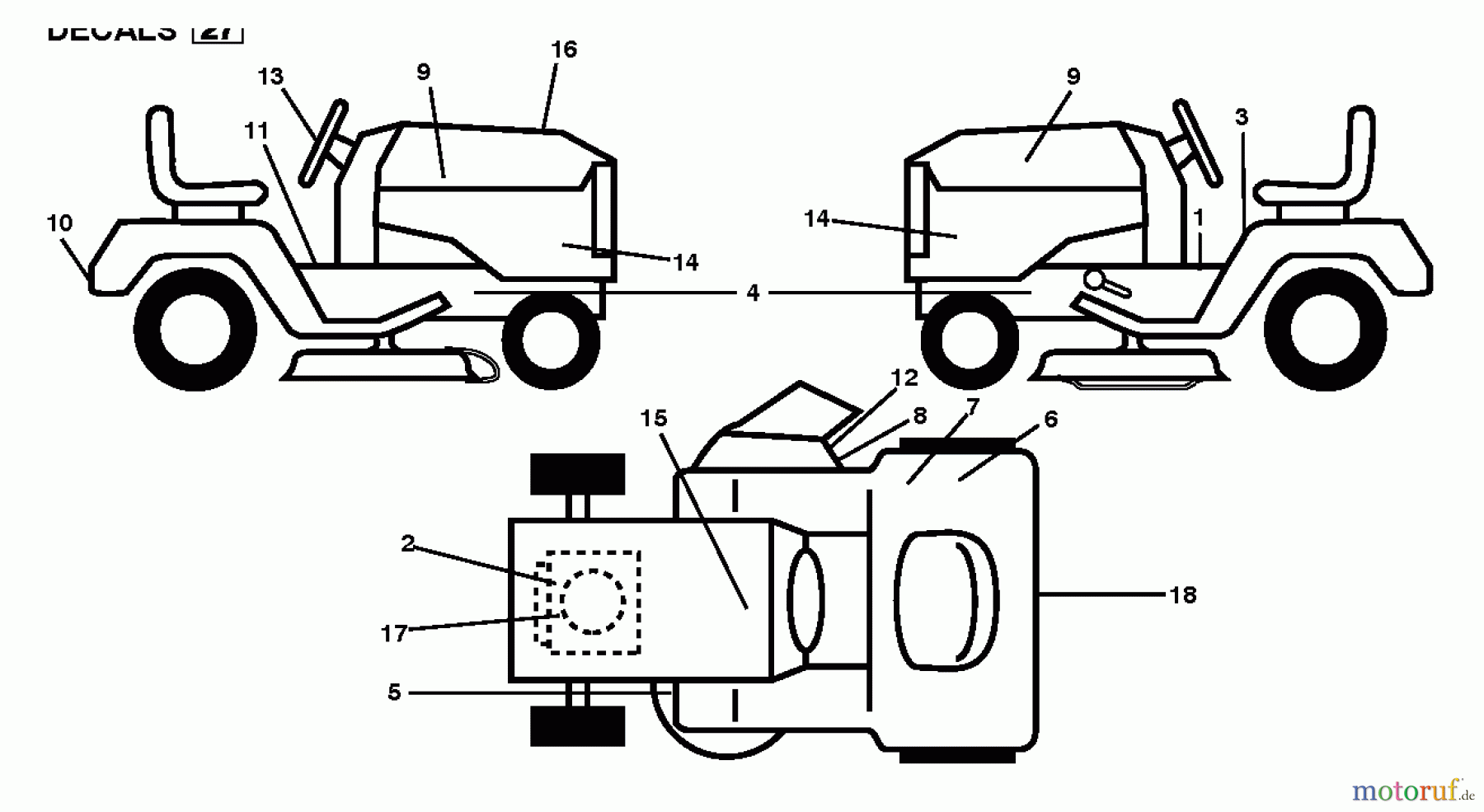 Jonsered Rasen und Garten Traktoren LT2223 A2 (96041014403) - Jonsered Lawn & Garden Tractor (2012-02) DECALS