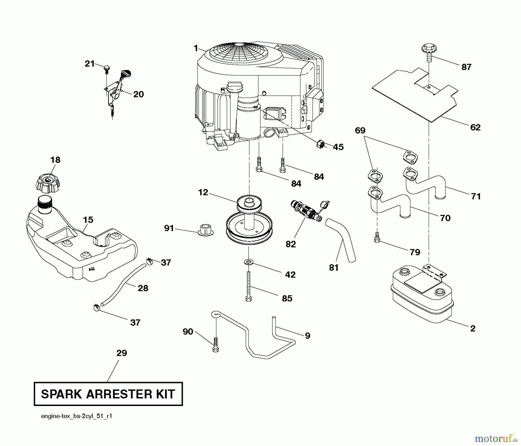 Jonsered Rasen und Garten Traktoren LT2223 A2 (96041014403) - Jonsered Lawn & Garden Tractor (2012-02) ENGINE
