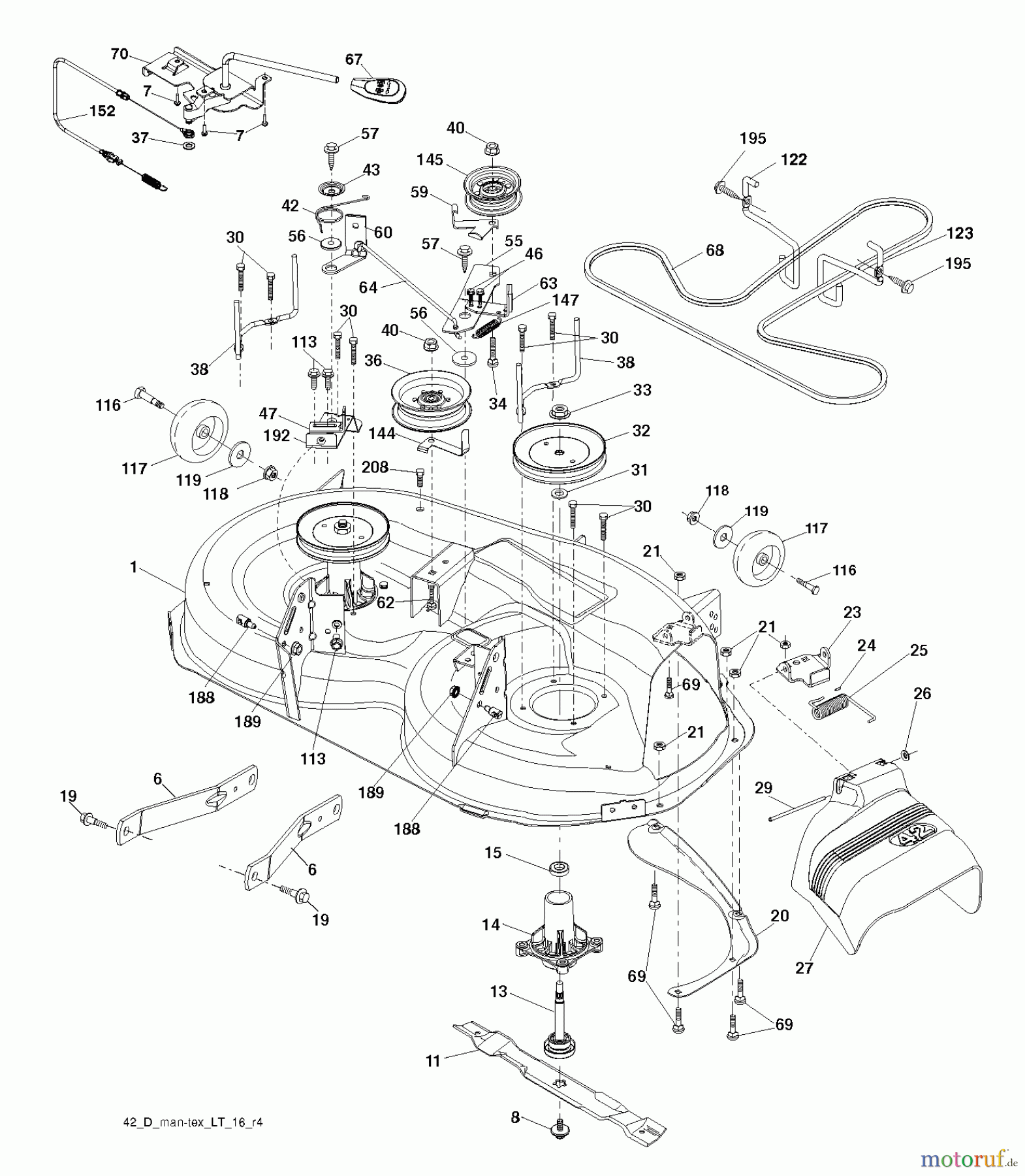 Jonsered Rasen und Garten Traktoren LT2223 A2 (96041014403) - Jonsered Lawn & Garden Tractor (2012-02) MOWER DECK / CUTTING DECK