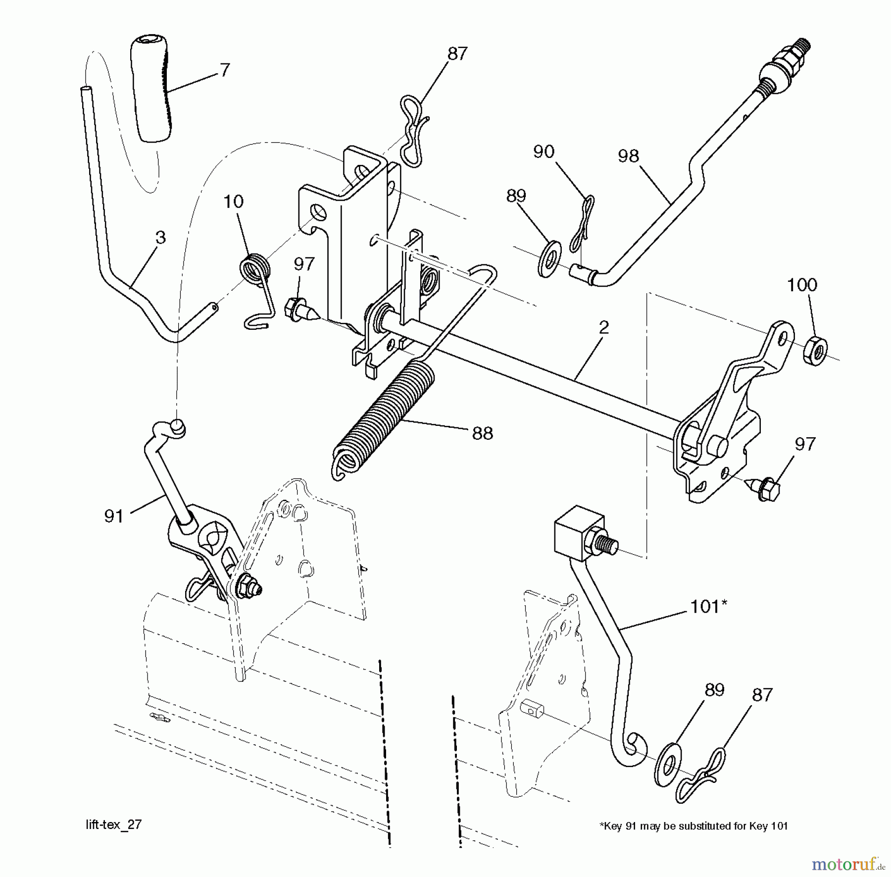 Jonsered Rasen und Garten Traktoren LT2223 A2 (96041014403) - Jonsered Lawn & Garden Tractor (2012-02) MOWER LIFT / DECK LIFT