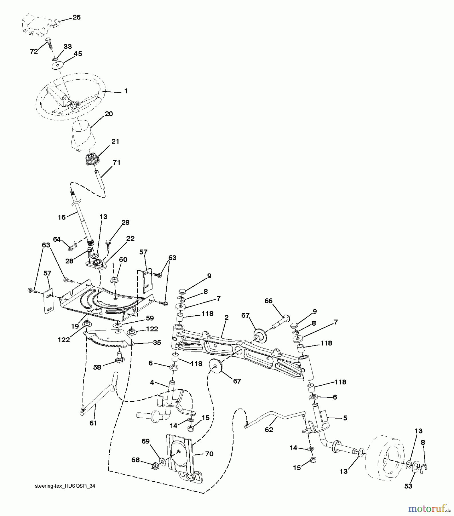 Jonsered Rasen und Garten Traktoren LT2223 A2 (96041014403) - Jonsered Lawn & Garden Tractor (2012-02) STEERING