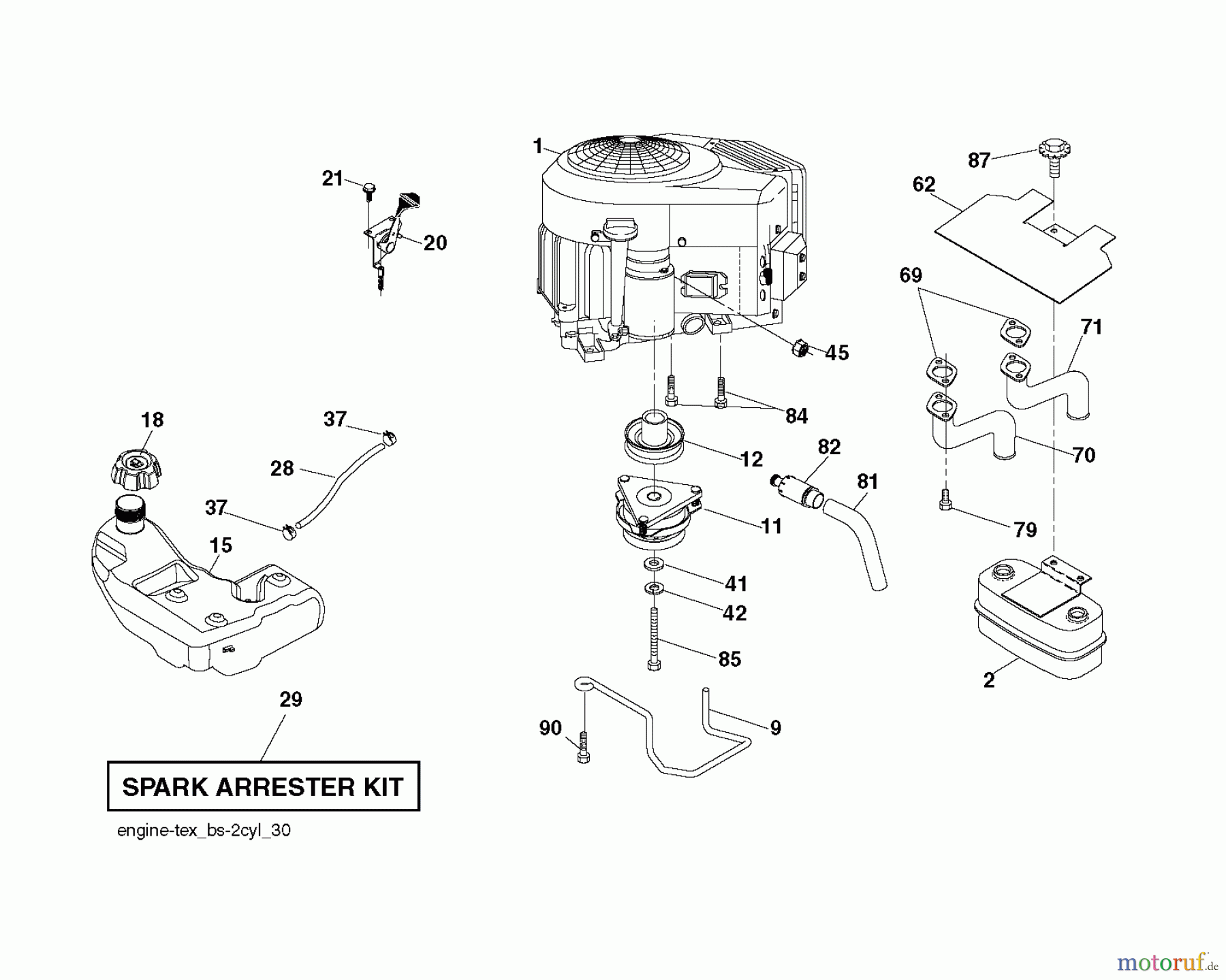 Jonsered Rasen und Garten Traktoren LT2223 A2 (96041014700) - Jonsered Lawn & Garden Tractor (2009-04) ENGINE