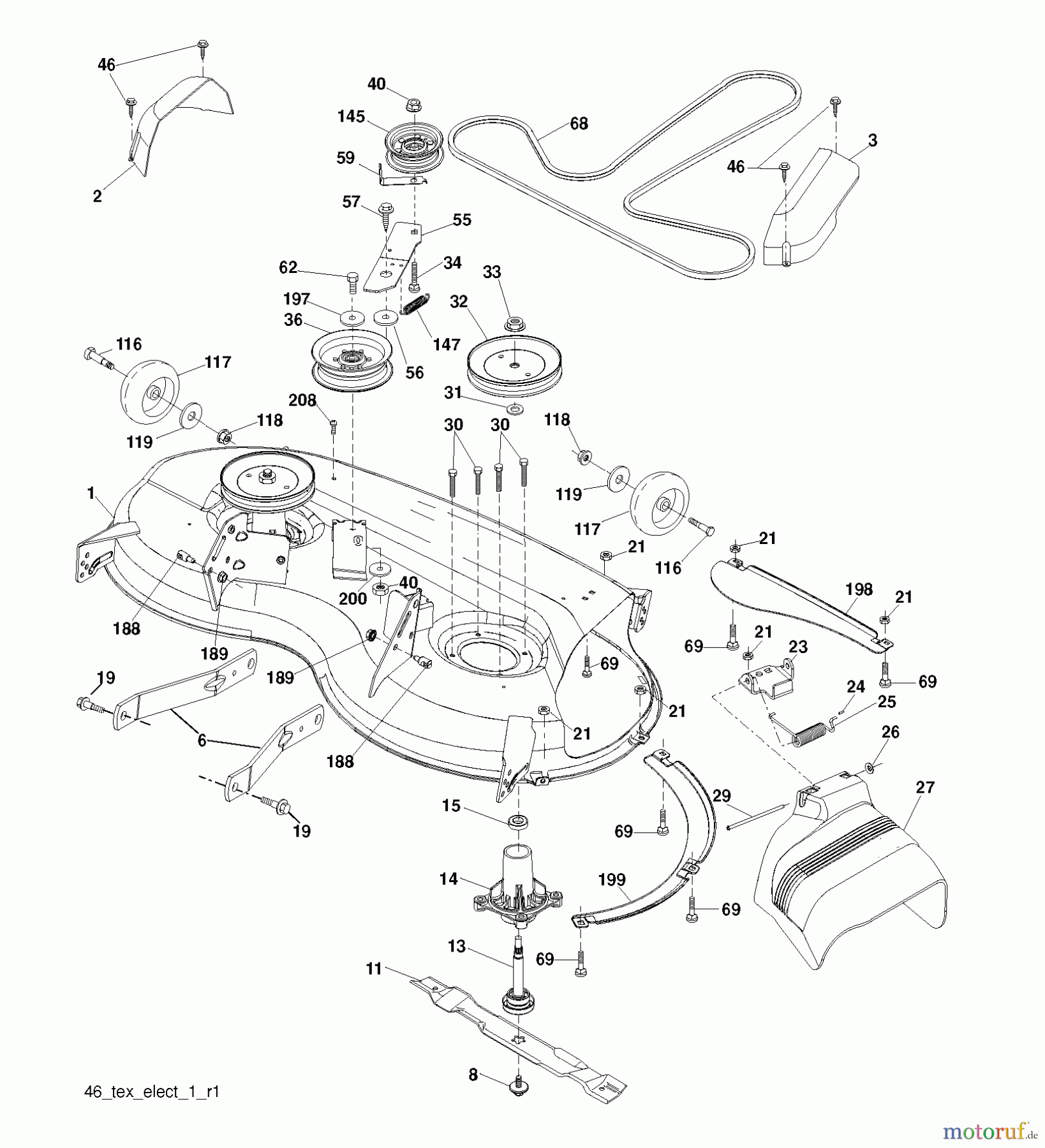 Jonsered Rasen und Garten Traktoren LT2223 A2 (96041014700) - Jonsered Lawn & Garden Tractor (2009-04) MOWER DECK / CUTTING DECK