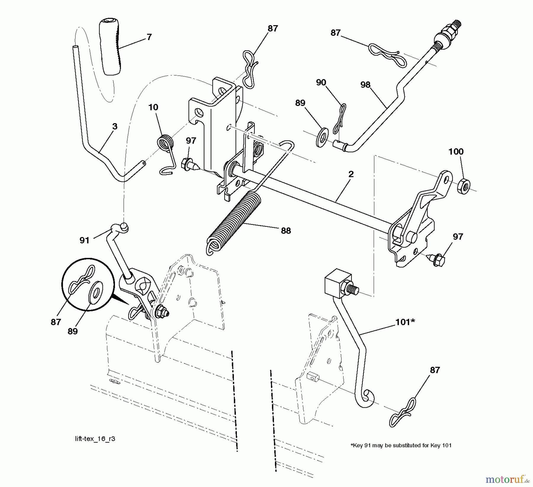 Jonsered Rasen und Garten Traktoren LT2223 A2 (96041014700) - Jonsered Lawn & Garden Tractor (2009-04) MOWER LIFT / DECK LIFT