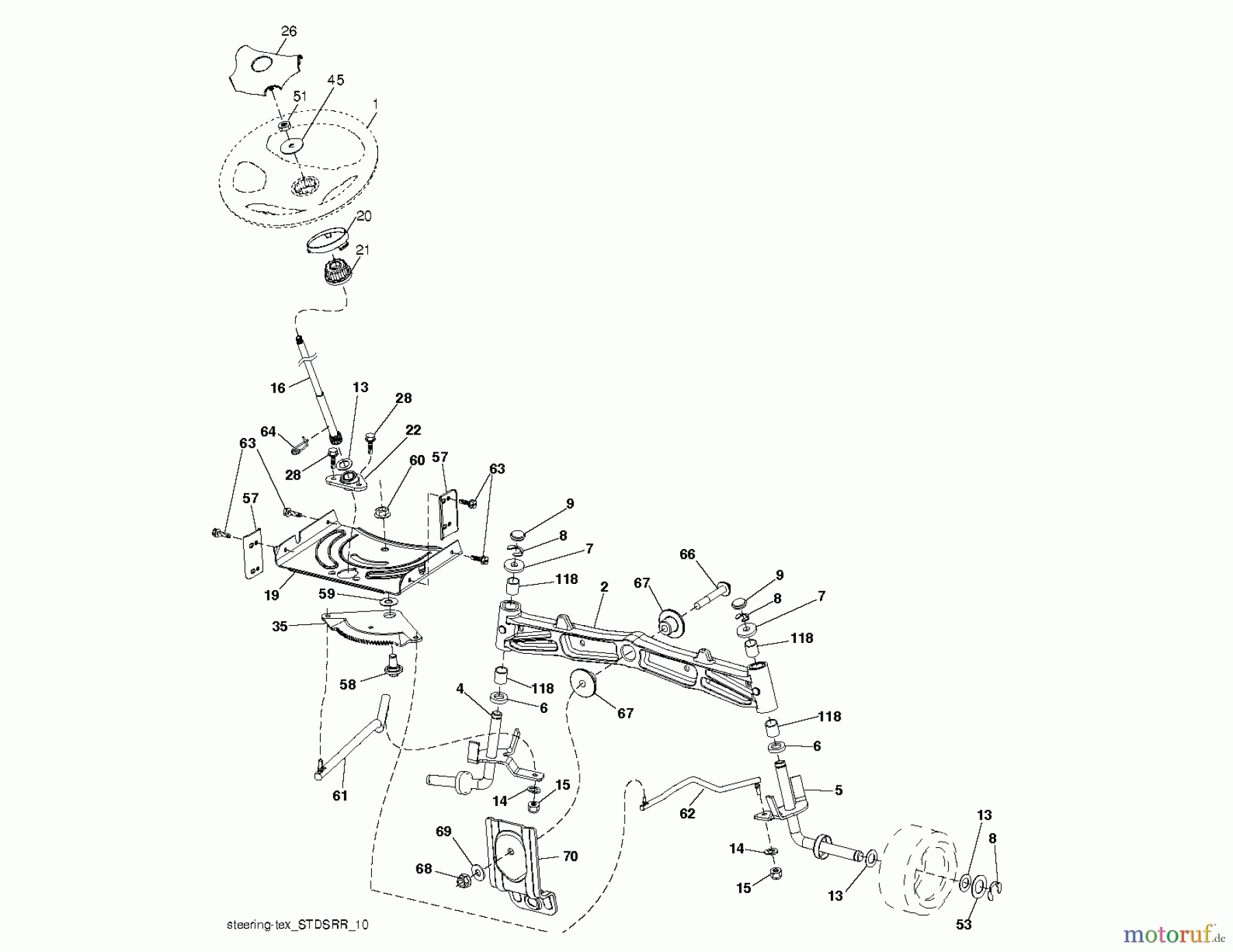 Jonsered Rasen und Garten Traktoren LT2223 A2 (96041014700) - Jonsered Lawn & Garden Tractor (2009-04) STEERING