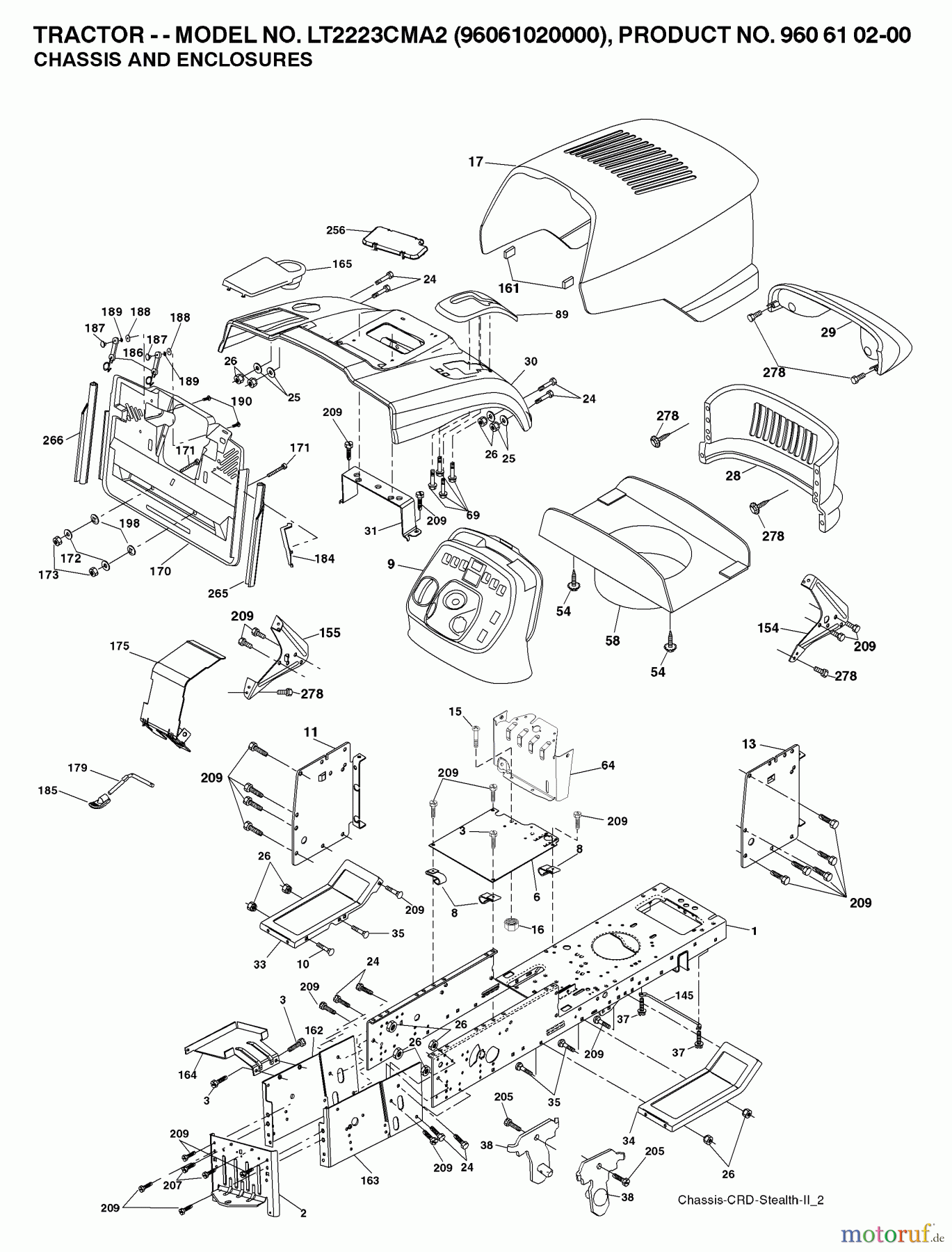 Jonsered Rasen und Garten Traktoren LT2223 CMA2 (96061020000) - Jonsered Lawn & Garden Tractor (2007-04) CHASSIS ENCLOSURES