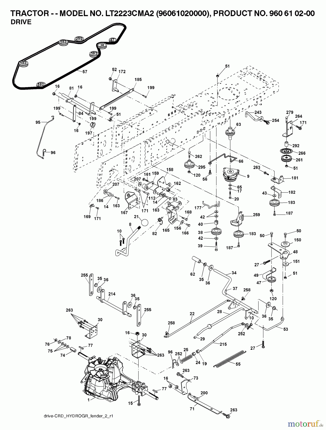 Jonsered Rasen und Garten Traktoren LT2223 CMA2 (96061020000) - Jonsered Lawn & Garden Tractor (2007-04) DRIVE