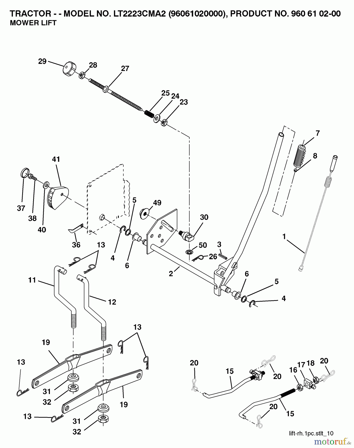Jonsered Rasen und Garten Traktoren LT2223 CMA2 (96061020000) - Jonsered Lawn & Garden Tractor (2007-04) MOWER LIFT / DECK LIFT
