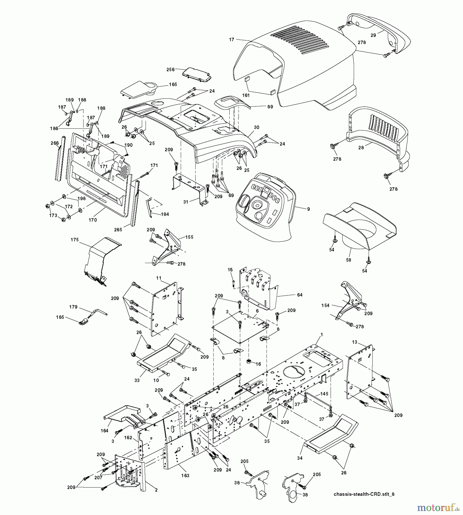 Jonsered Rasen und Garten Traktoren LT2223 CMA2 (96061020003) - Jonsered Lawn & Garden Tractor (2009-04) CHASSIS ENCLOSURES