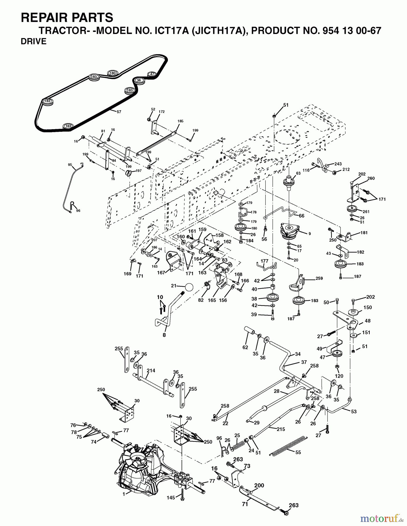 Jonsered Rasen und Garten Traktoren ICT17A (JICTH17A, 954130067) - Jonsered Lawn & Garden Tractor (2002-02) DRIVE