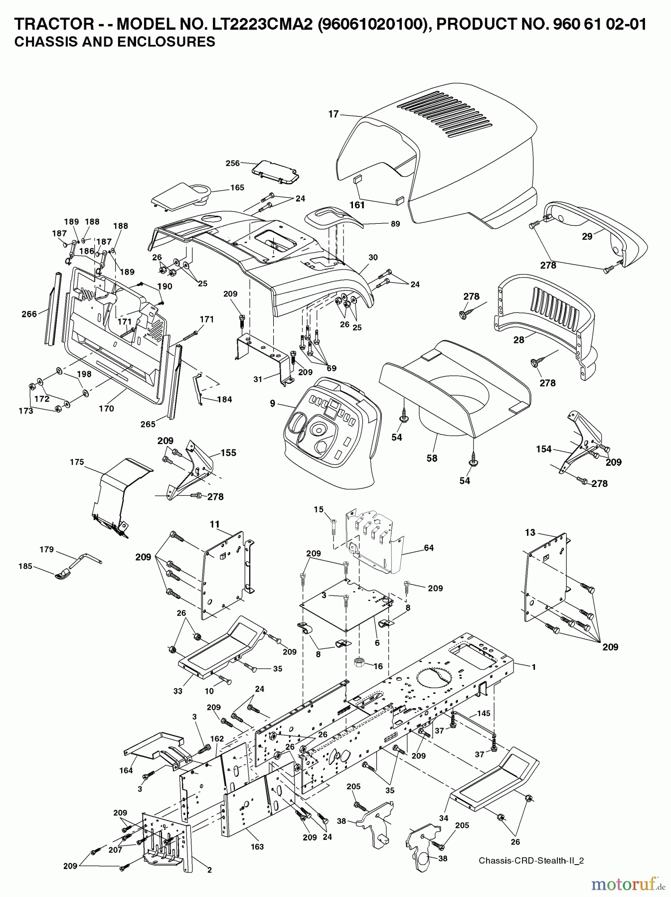 Jonsered Rasen und Garten Traktoren LT2223 CMA2 (96061020100) - Jonsered Lawn & Garden Tractor (2007-02) CHASSIS ENCLOSURES