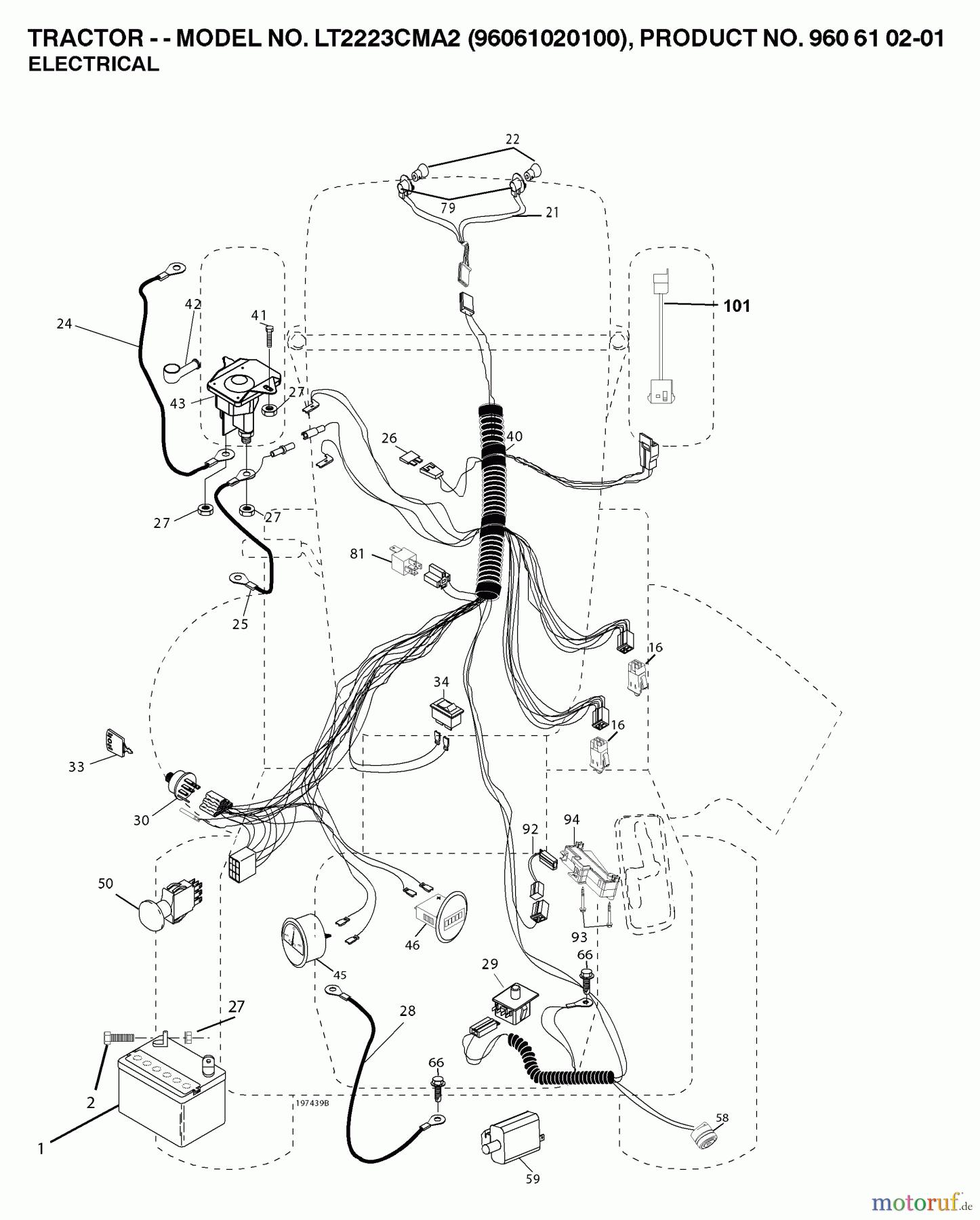  Jonsered Rasen  und Garten Traktoren LT2223 CMA2 (96061020100) - Jonsered Lawn & Garden Tractor (2007-02) ELECTRICAL