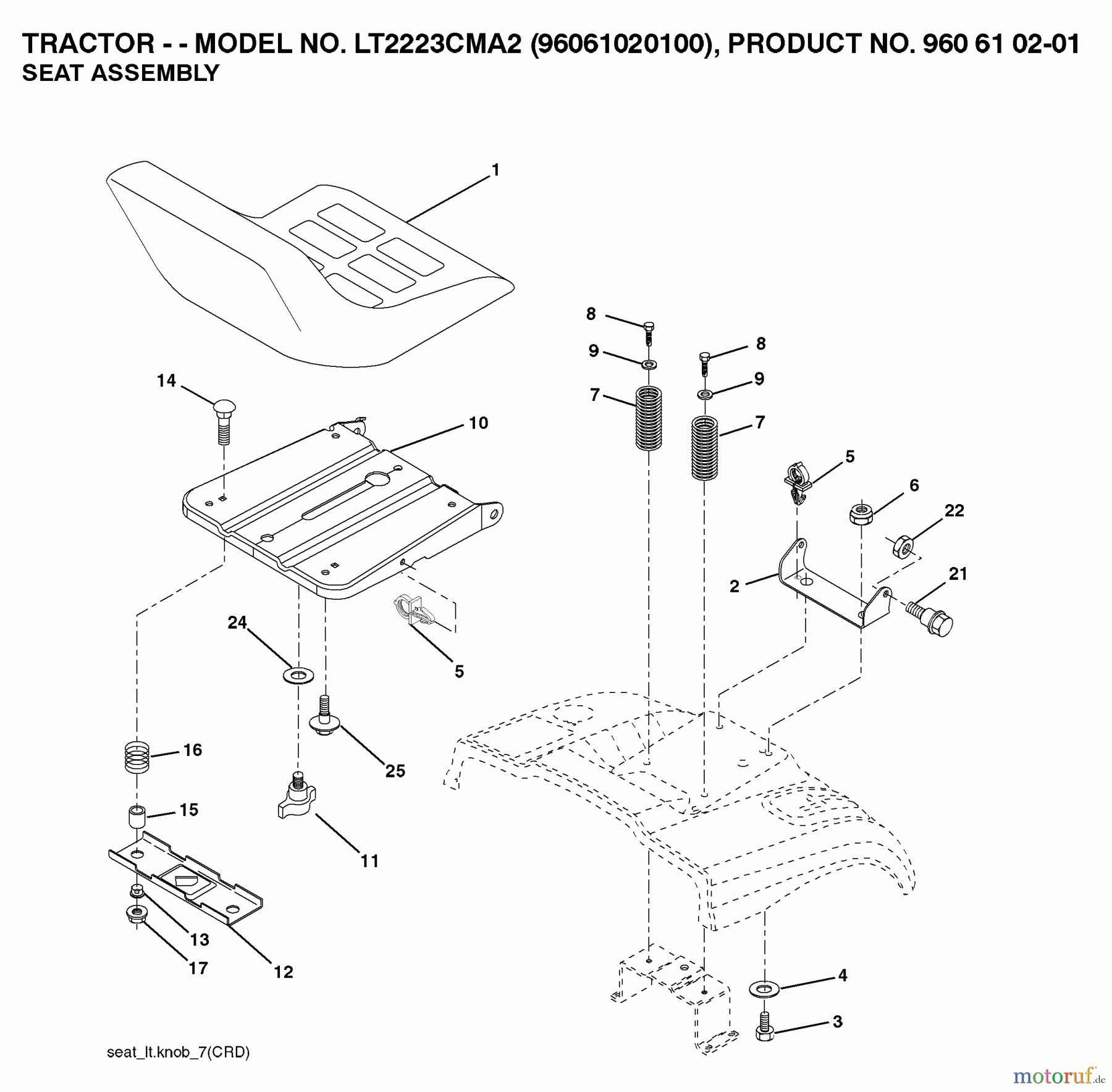 Jonsered Rasen und Garten Traktoren LT2223 CMA2 (96061020100) - Jonsered Lawn & Garden Tractor (2007-02) SEAT