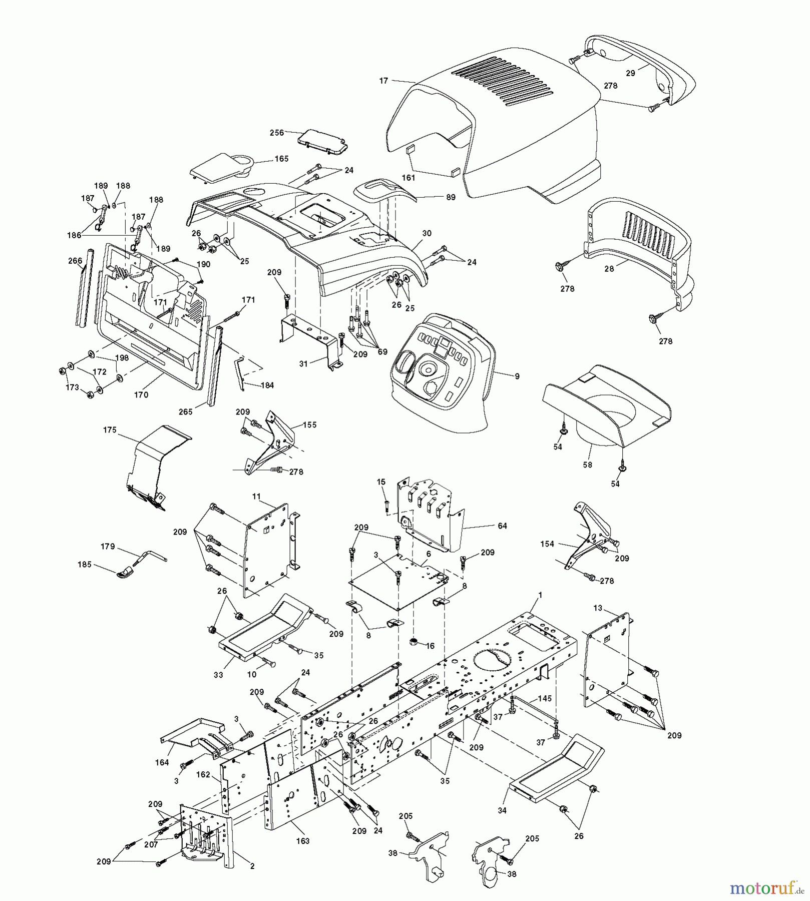 Jonsered Rasen und Garten Traktoren LT2223 CMA2 (96061026801) - Jonsered Lawn & Garden Tractor (2010-08) CHASSIS ENCLOSURES