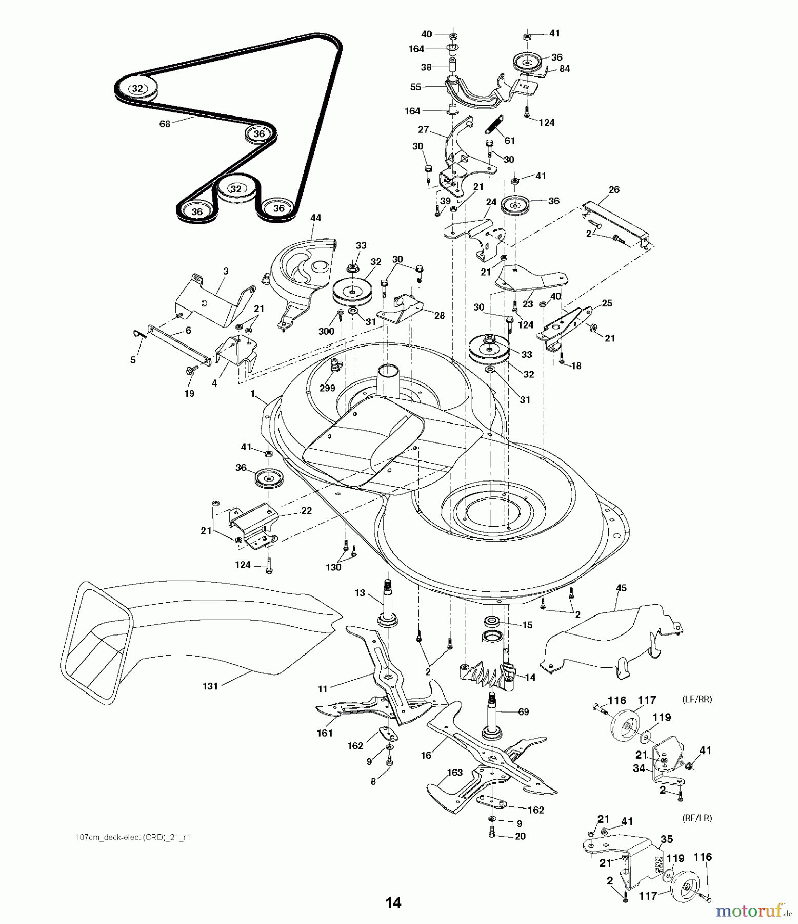 Jonsered Rasen und Garten Traktoren LT2223 CMA2 (96061026801) - Jonsered Lawn & Garden Tractor (2010-08) MOWER DECK / CUTTING DECK