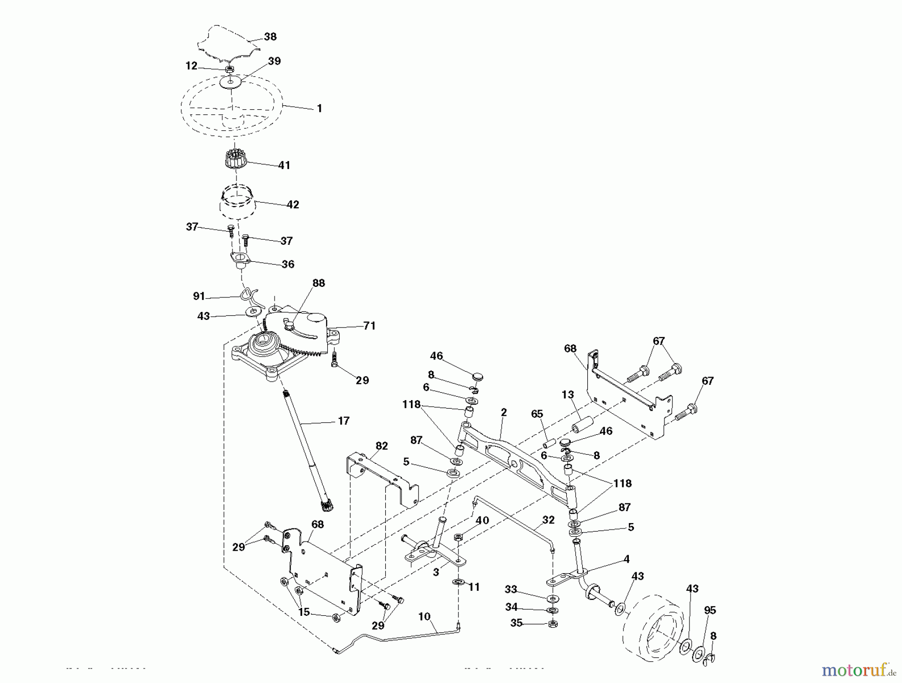 Jonsered Rasen und Garten Traktoren LT2223 CMA2 (96061026800) - Jonsered Lawn & Garden Tractor (2010-01) STEERING