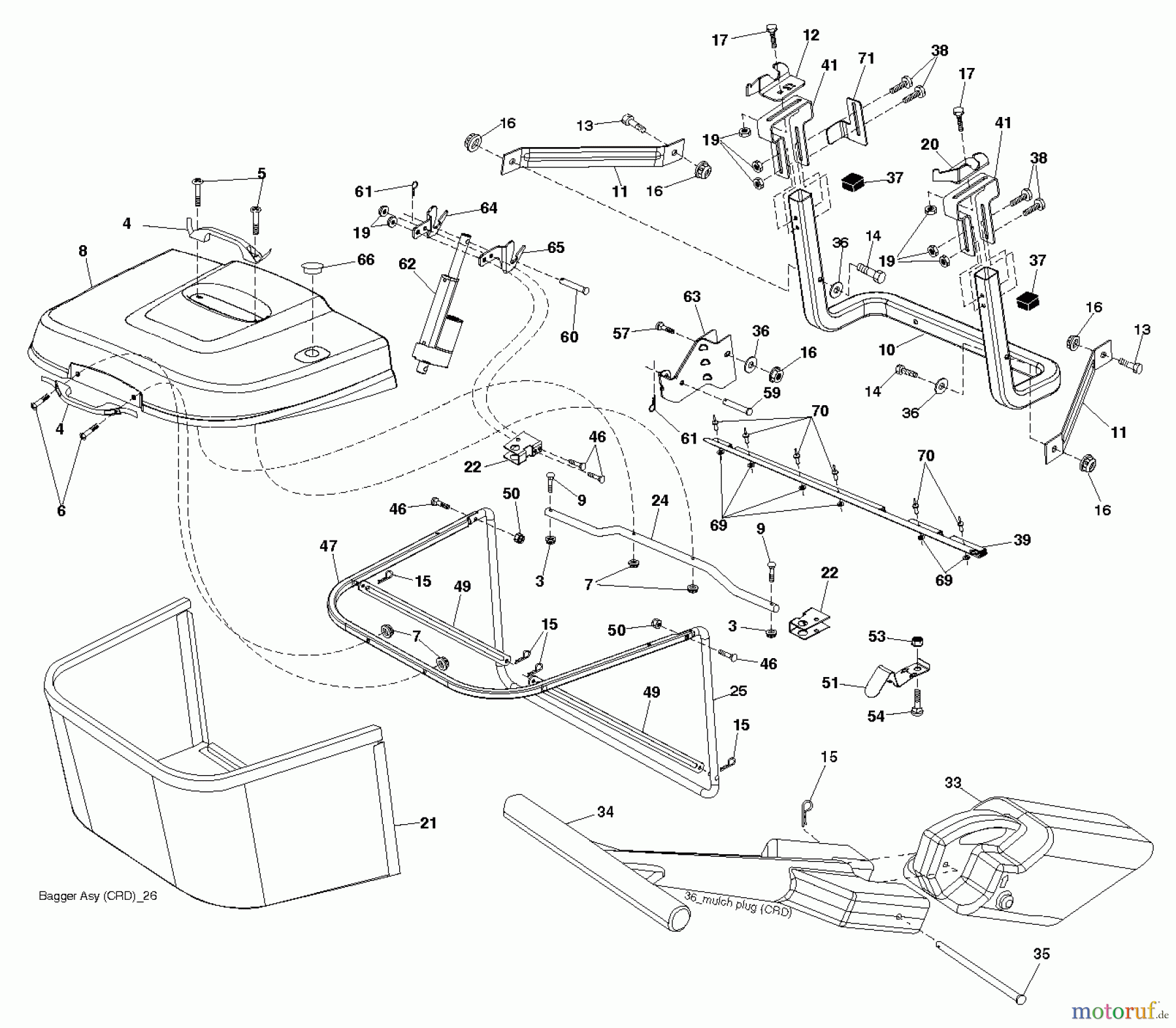Jonsered Rasen und Garten Traktoren LT2223 CMA2 (96061026801) - Jonsered Lawn & Garden Tractor (2010-08) BAGGER