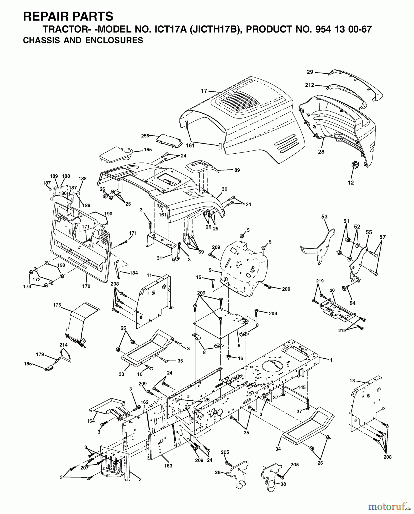  Jonsered Rasen  und Garten Traktoren ICT17A (JICTH17B, 954130067) - Jonsered Lawn & Garden Tractor (2002-06) CHASSIS ENCLOSURES