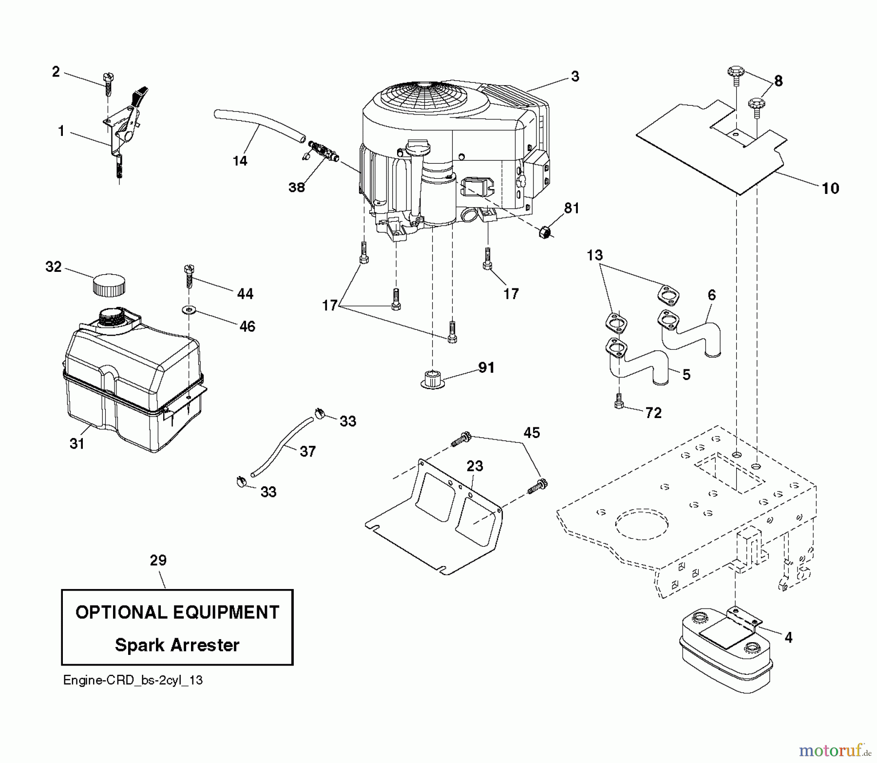  Jonsered Rasen  und Garten Traktoren LT2223 CMA2 (96061032400) - Jonsered Lawn & Garden Tractor (2010-11) ENGINE