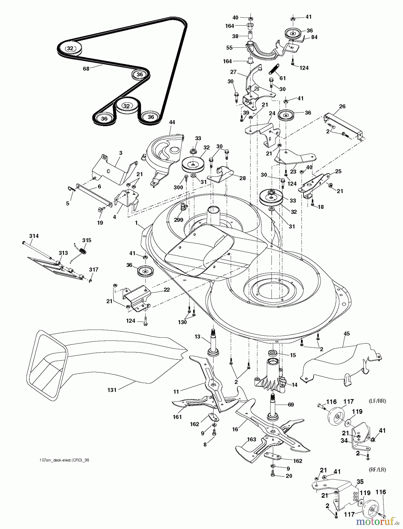 Jonsered Rasen und Garten Traktoren LT2223 CMA2 (96061032400) - Jonsered Lawn & Garden Tractor (2010-11) MOWER DECK / CUTTING DECK