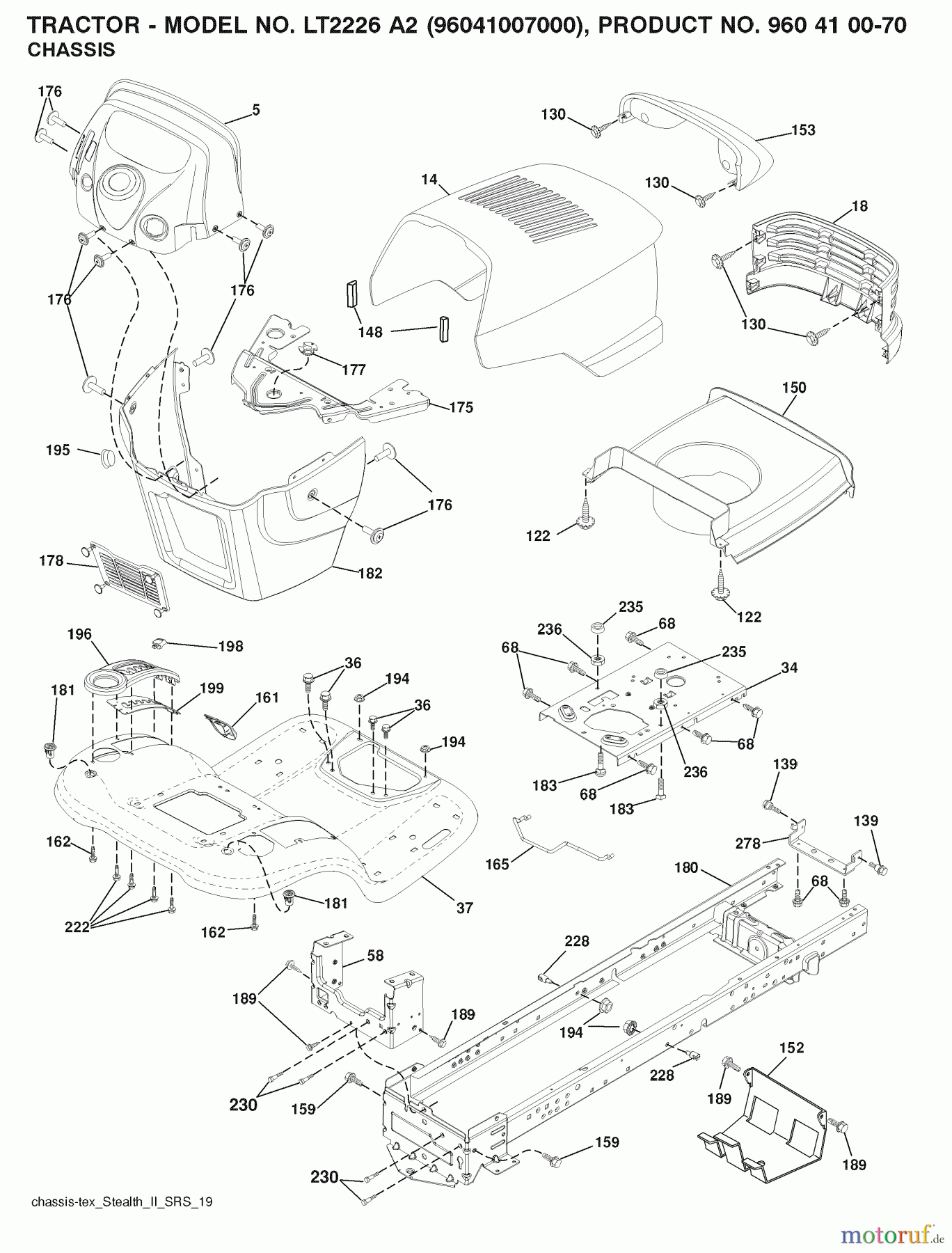 Jonsered Rasen und Garten Traktoren LT2226 A2 (96041007000) - Jonsered Lawn & Garden Tractor (2008-02) CHASSIS ENCLOSURES