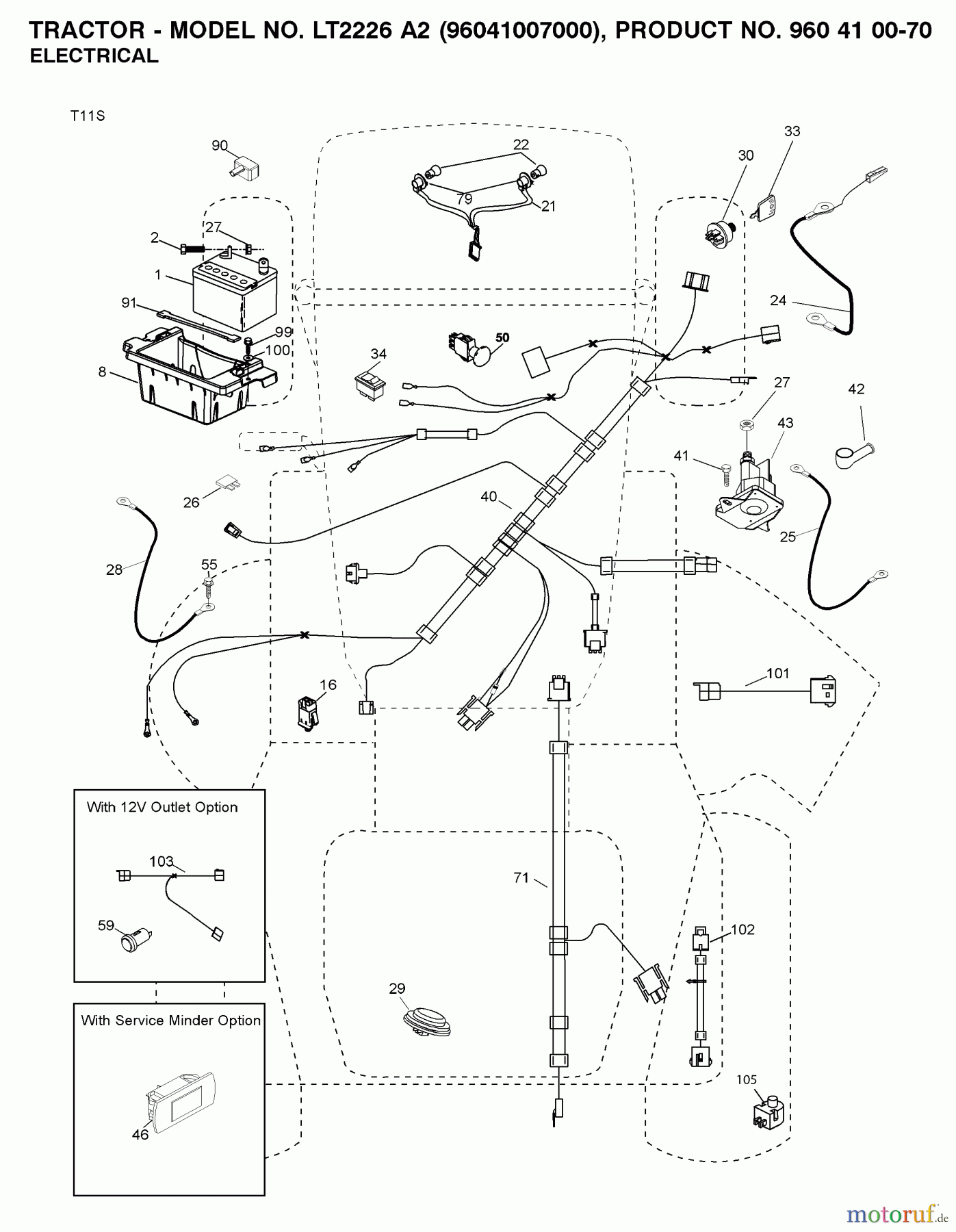 Jonsered Rasen und Garten Traktoren LT2226 A2 (96041007000) - Jonsered Lawn & Garden Tractor (2008-02) ELECTRICAL