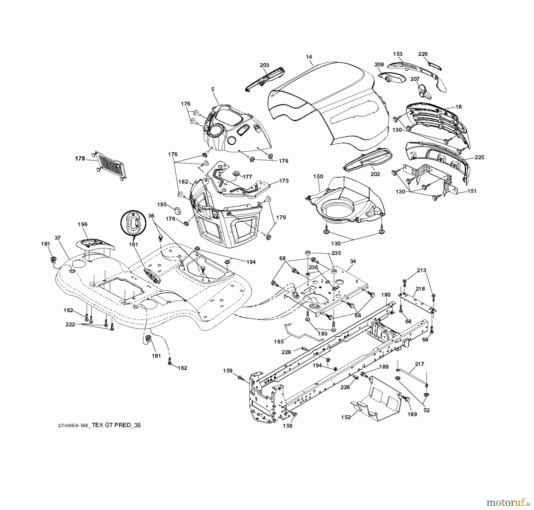 Jonsered Rasen und Garten Traktoren LT2226 A2 (96041014500) - Jonsered Lawn & Garden Tractor (2009-04) CHASSIS ENCLOSURES