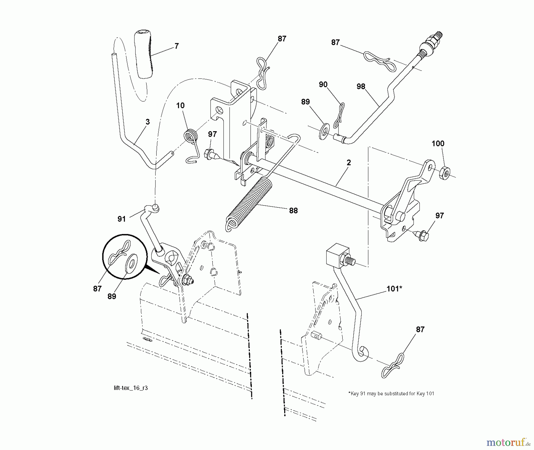 Jonsered Rasen und Garten Traktoren LT2226 A2 (96041014500) - Jonsered Lawn & Garden Tractor (2009-04) MOWER LIFT / DECK LIFT