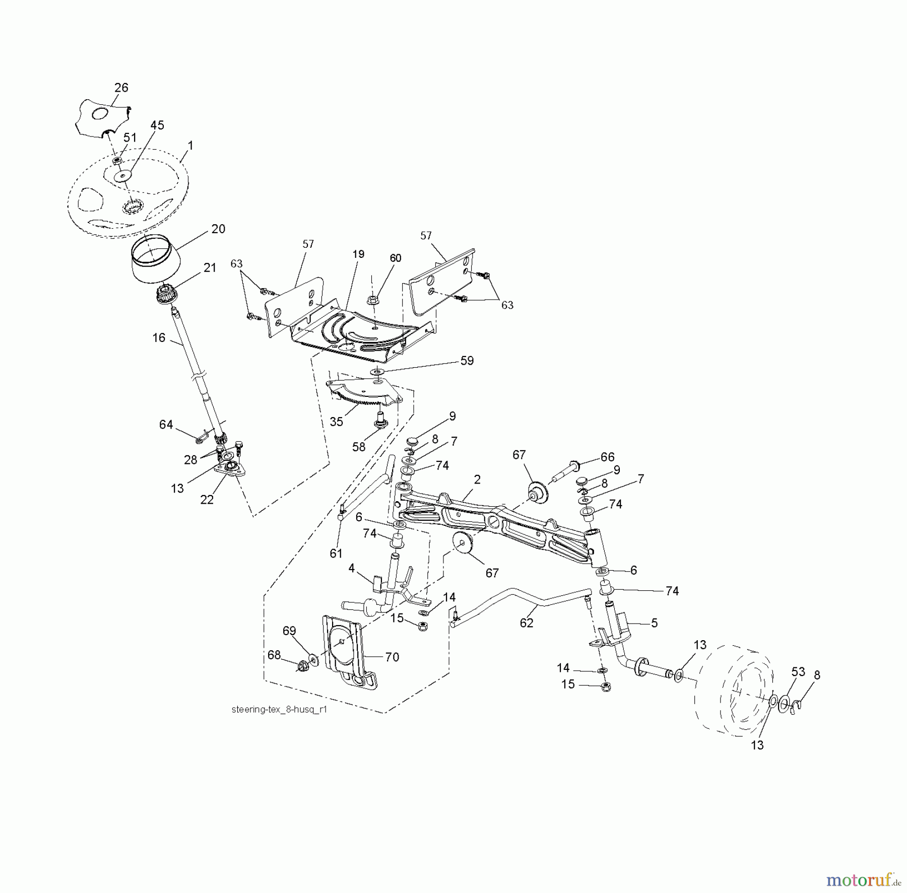  Jonsered Rasen  und Garten Traktoren LT2226 A2 (96041014500) - Jonsered Lawn & Garden Tractor (2009-04) STEERING
