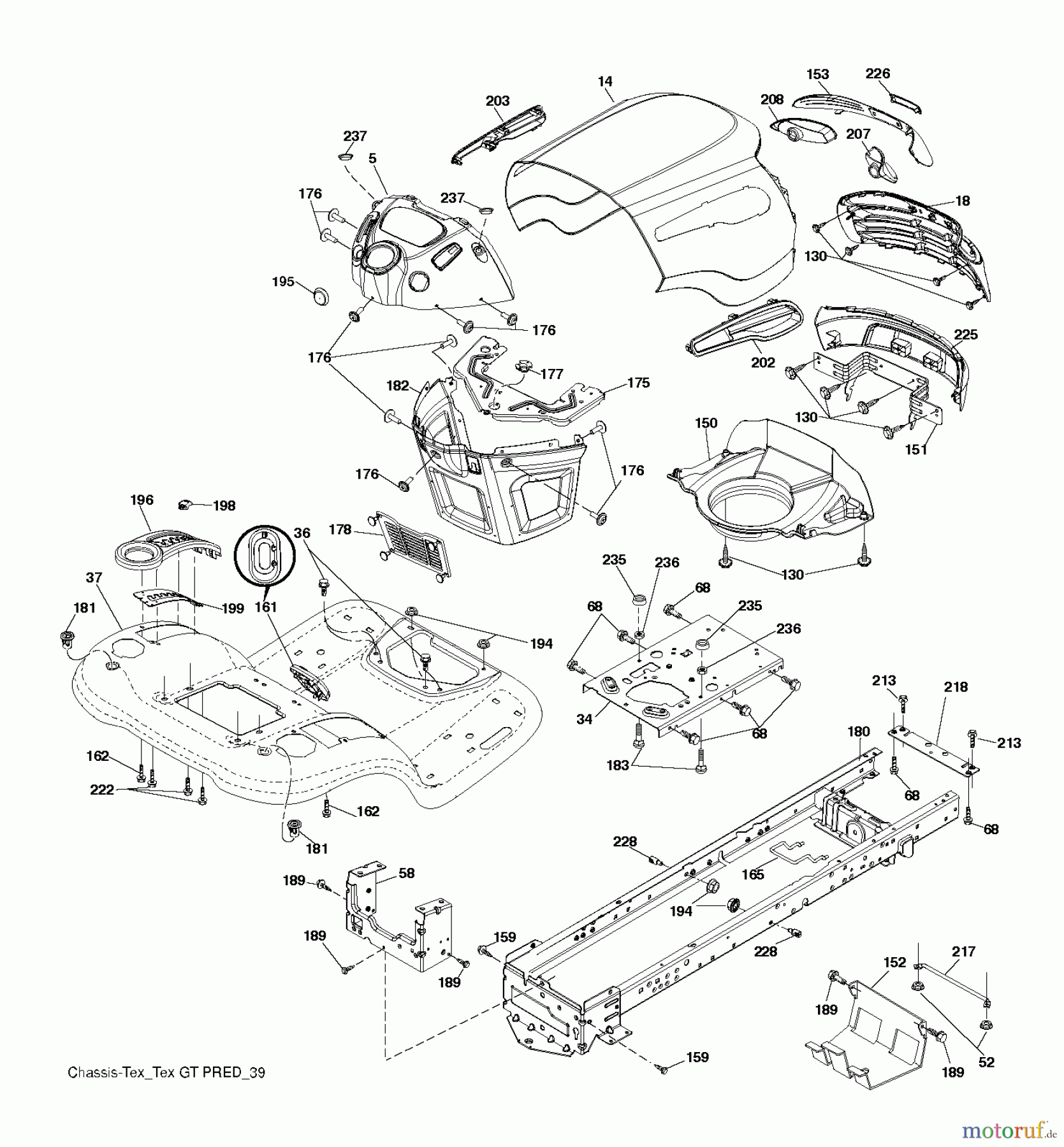  Jonsered Rasen  und Garten Traktoren LT2226 A2 (96041014502) - Jonsered Lawn & Garden Tractor (2012-01) CHASSIS ENCLOSURES