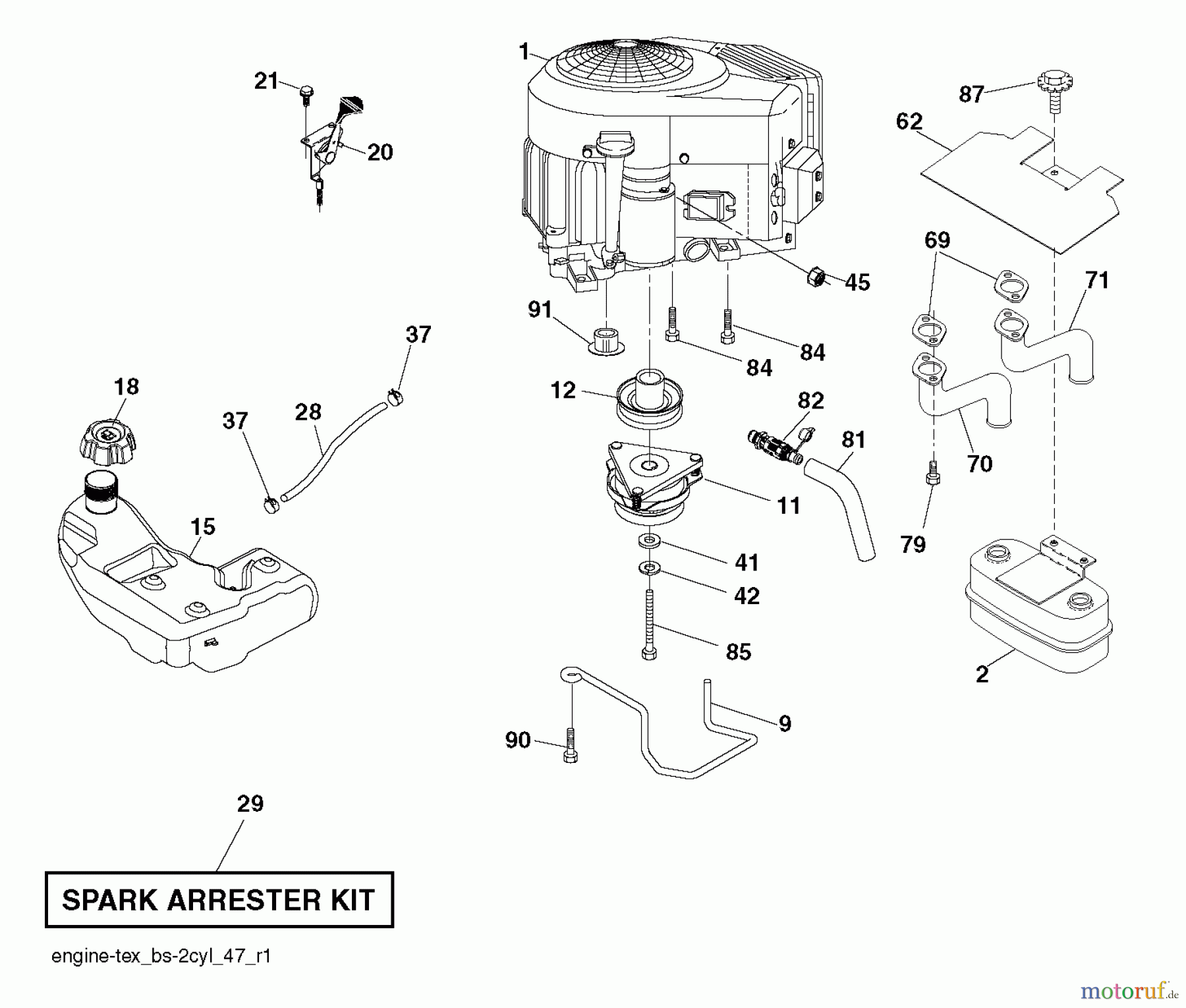  Jonsered Rasen  und Garten Traktoren LT2226 A2 (96041014502) - Jonsered Lawn & Garden Tractor (2012-01) ENGINE