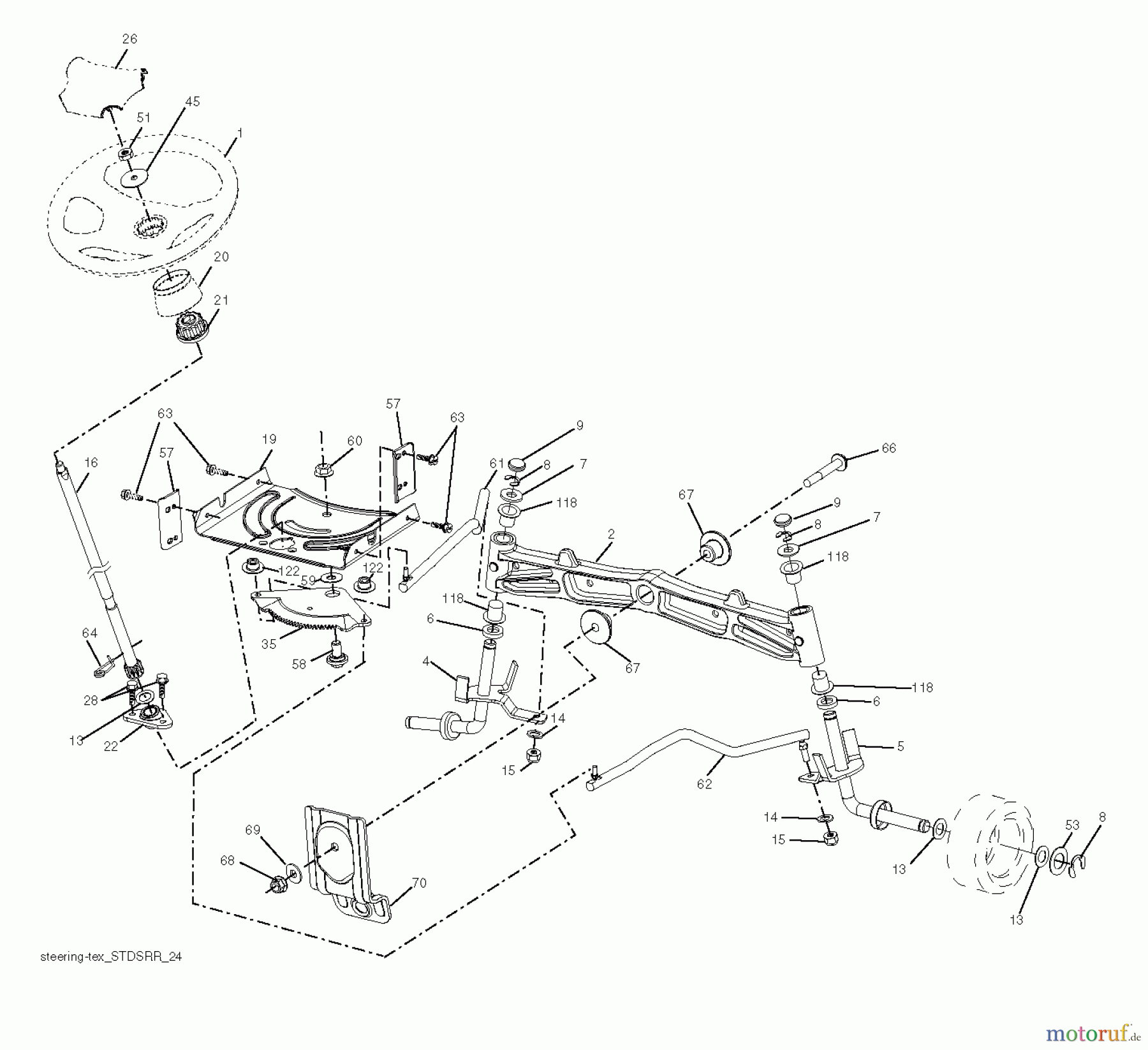 Jonsered Rasen und Garten Traktoren LT2226 A2 (96041014502) - Jonsered Lawn & Garden Tractor (2012-01) STEERING