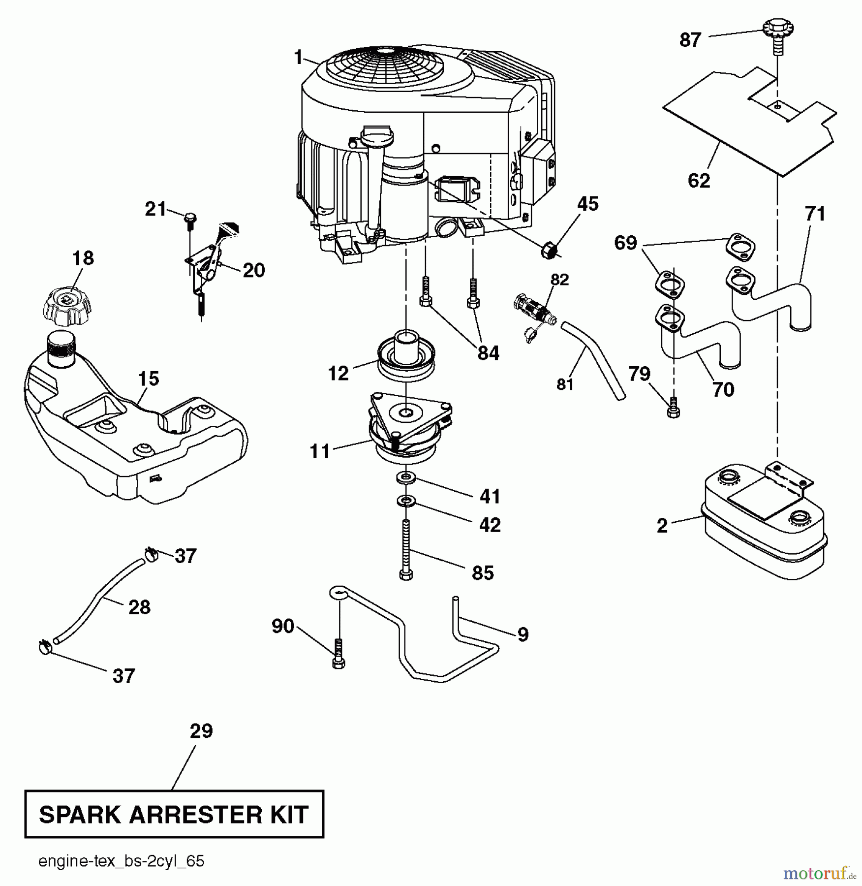 Jonsered Rasen  und Garten Traktoren LT2227 A2 (96041014601) - Jonsered Lawn & Garden Tractor (2011-04) ENGINE