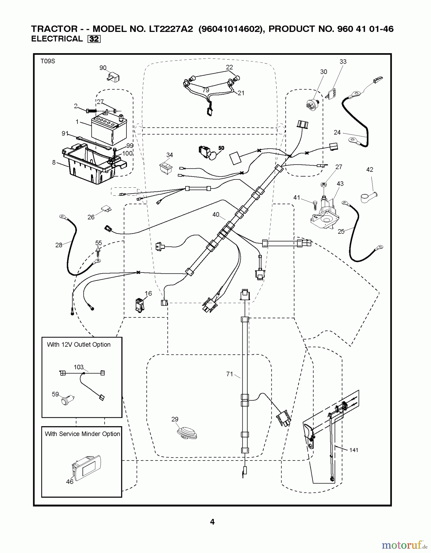  Jonsered Rasen  und Garten Traktoren LT2227 A2 (96041014602) - Jonsered Lawn & Garden Tractor (2012-08) ELECTRICAL