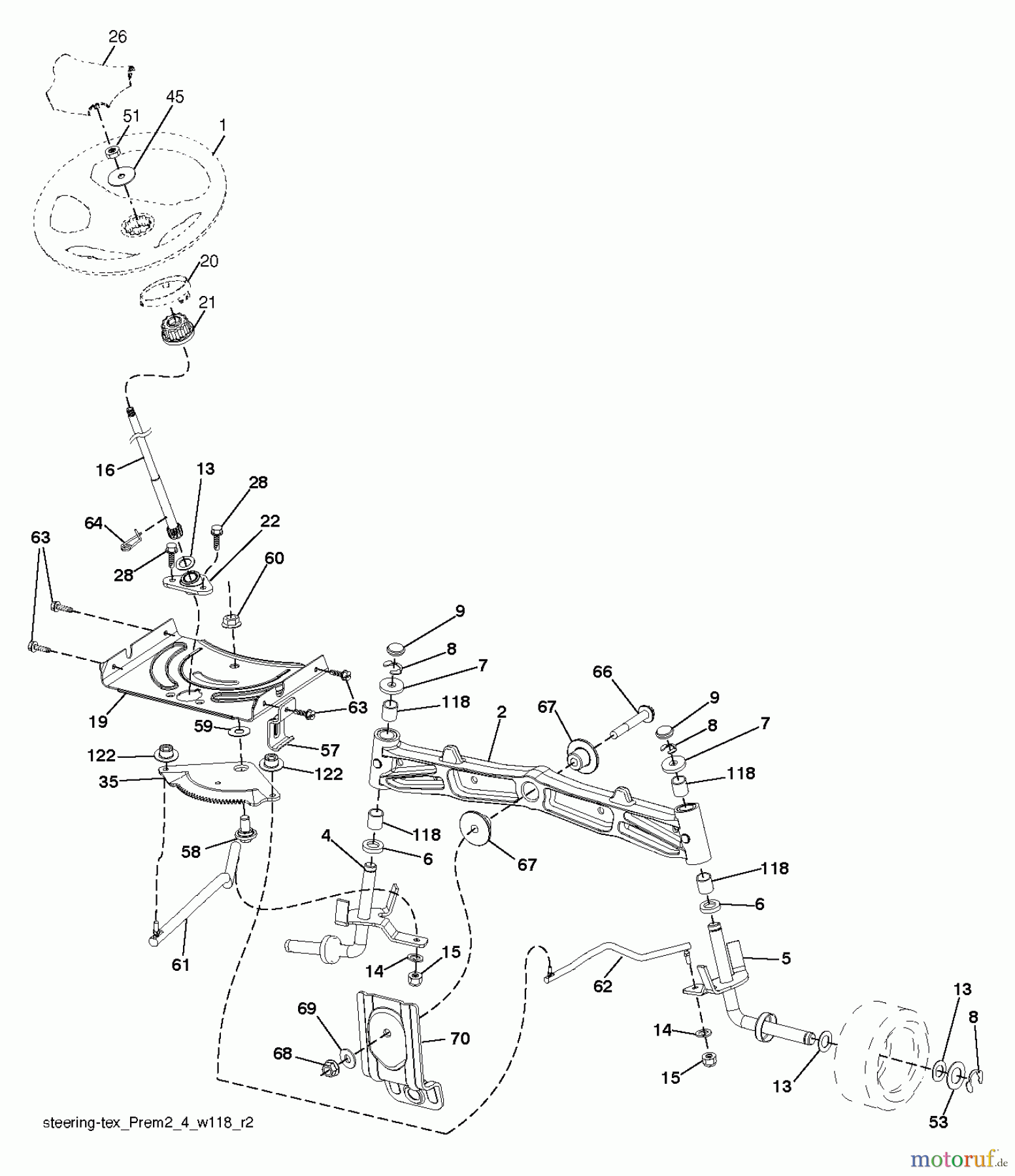 Jonsered Rasen und Garten Traktoren LT2227 A2 (96041014602) - Jonsered Lawn & Garden Tractor (2012-08) STEERING