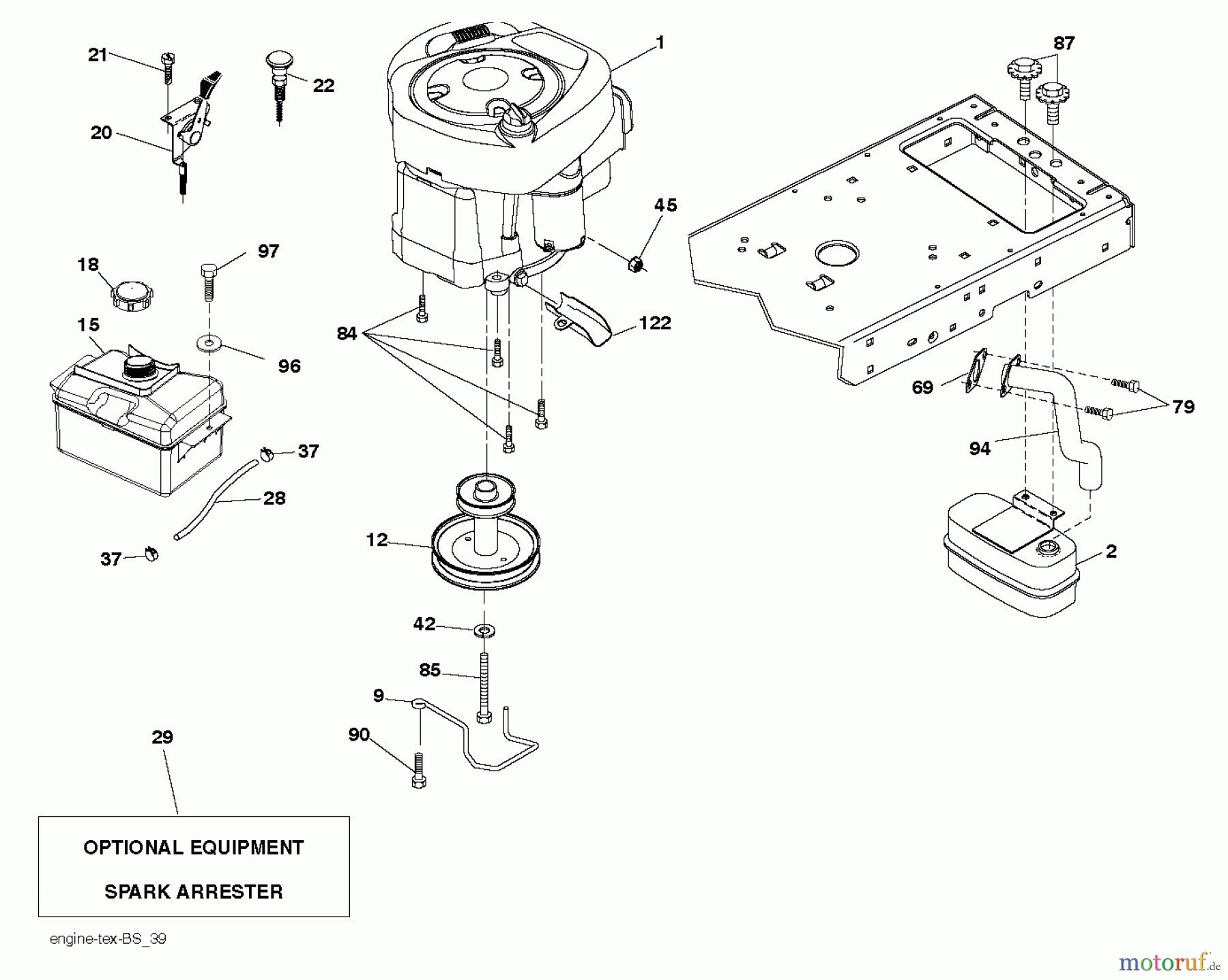 Jonsered Rasen und Garten Traktoren LT2316 CM (96051000401) - Jonsered Lawn & Garden Tractor (2011-08) ENGINE