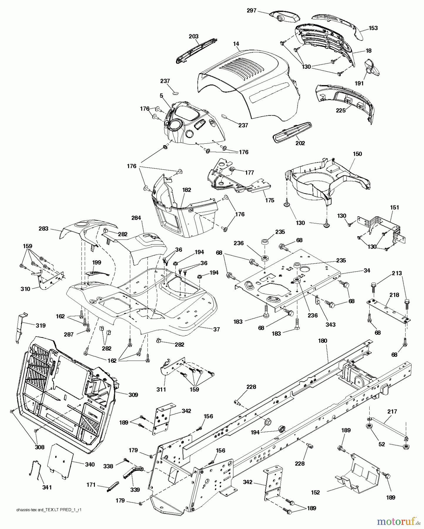 Jonsered Rasen und Garten Traktoren LT2316 CM (96051000401) - Jonsered Lawn & Garden Tractor (2011-08) CHASSIS ENCLOSURES