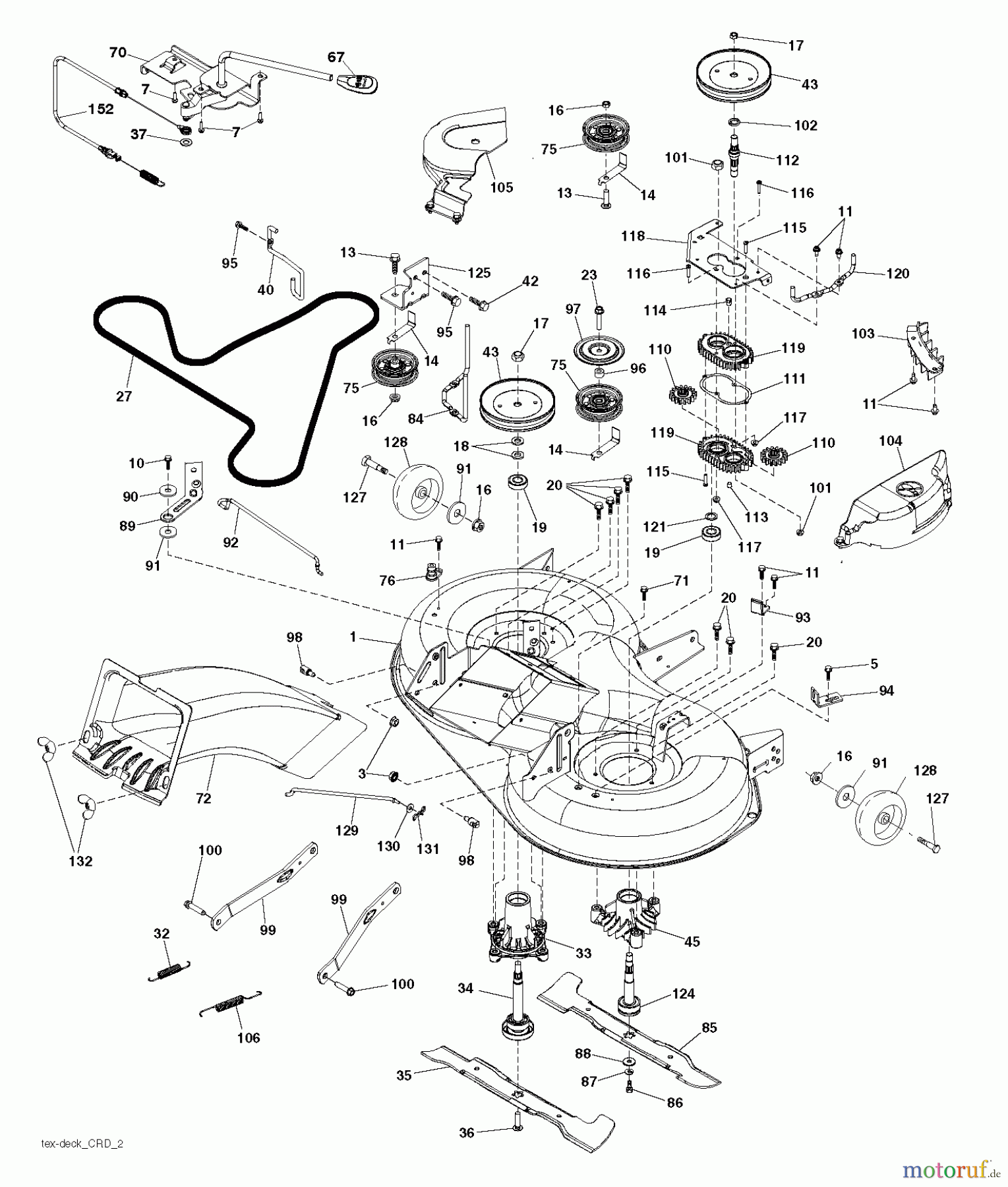 Jonsered Rasen und Garten Traktoren LT2316 CM (96051000401) - Jonsered Lawn & Garden Tractor (2011-08) MOWER DECK / CUTTING DECK