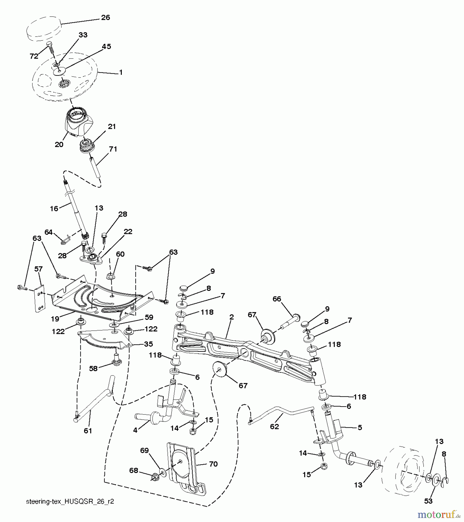 Jonsered Rasen und Garten Traktoren LT2316 CM (96051000401) - Jonsered Lawn & Garden Tractor (2011-08) STEERING