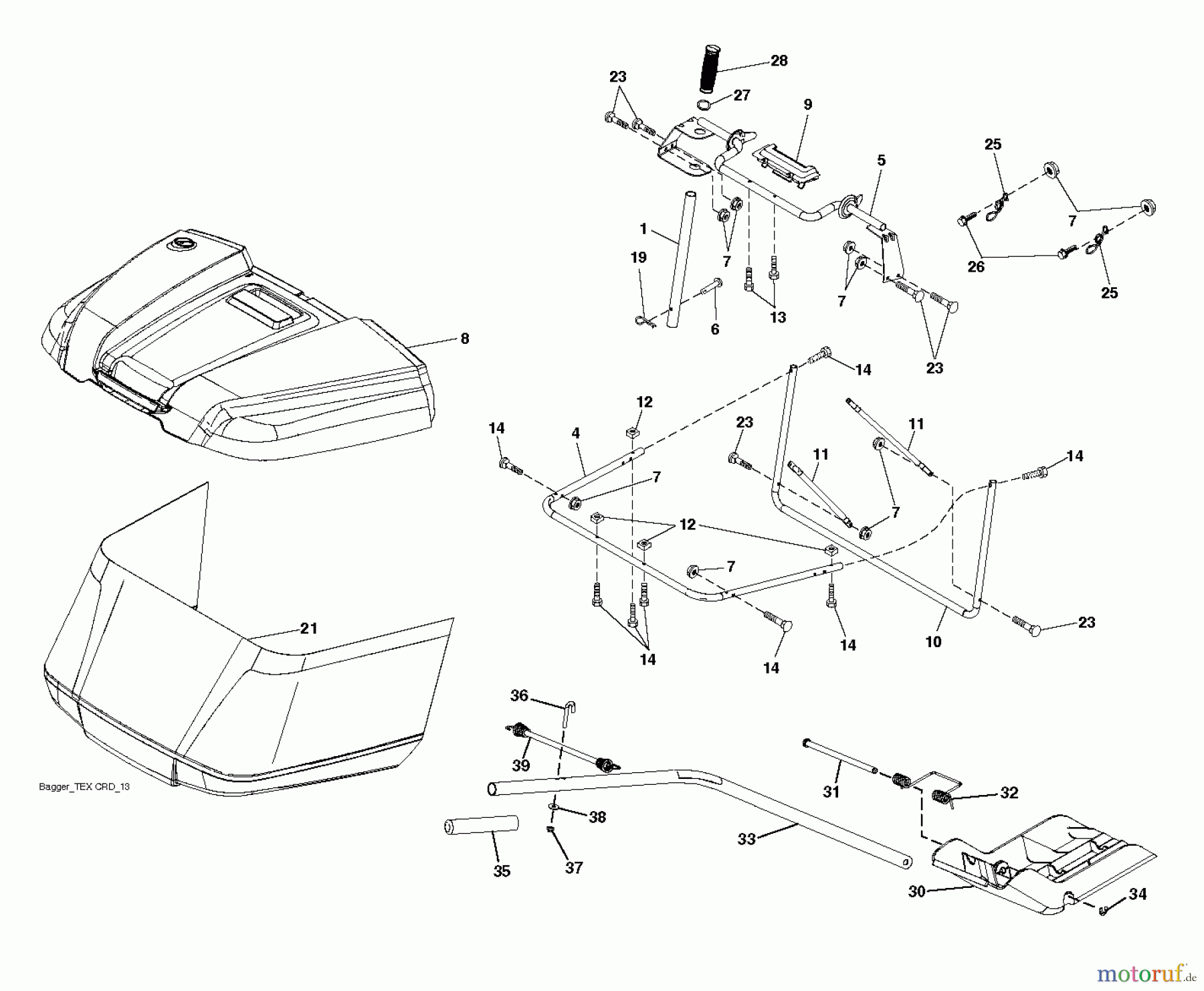 Jonsered Rasen und Garten Traktoren LT2316 CM (96051000402) - Jonsered Lawn & Garden Tractor (2012-08) BAGGER