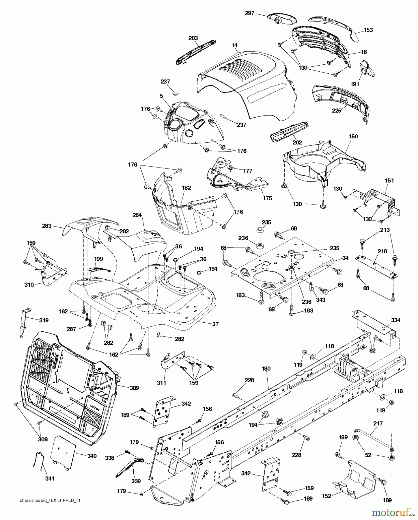 Jonsered Rasen und Garten Traktoren LT2316 CM (96051000402) - Jonsered Lawn & Garden Tractor (2012-08) CHASSIS ENCLOSURES