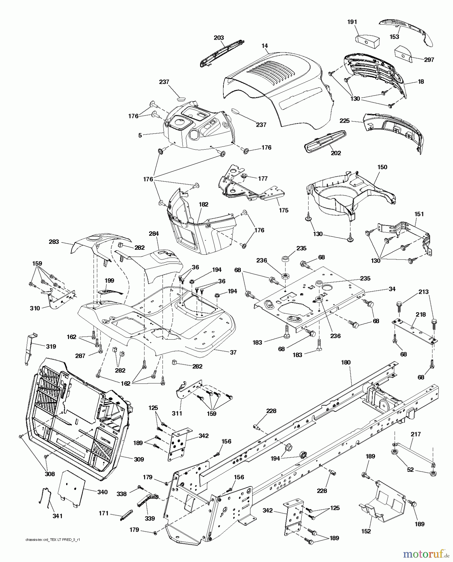 Jonsered Rasen  und Garten Traktoren LT2316 CM (96051002000) - Jonsered Lawn & Garden Tractor (2011-03) CHASSIS ENCLOSURES