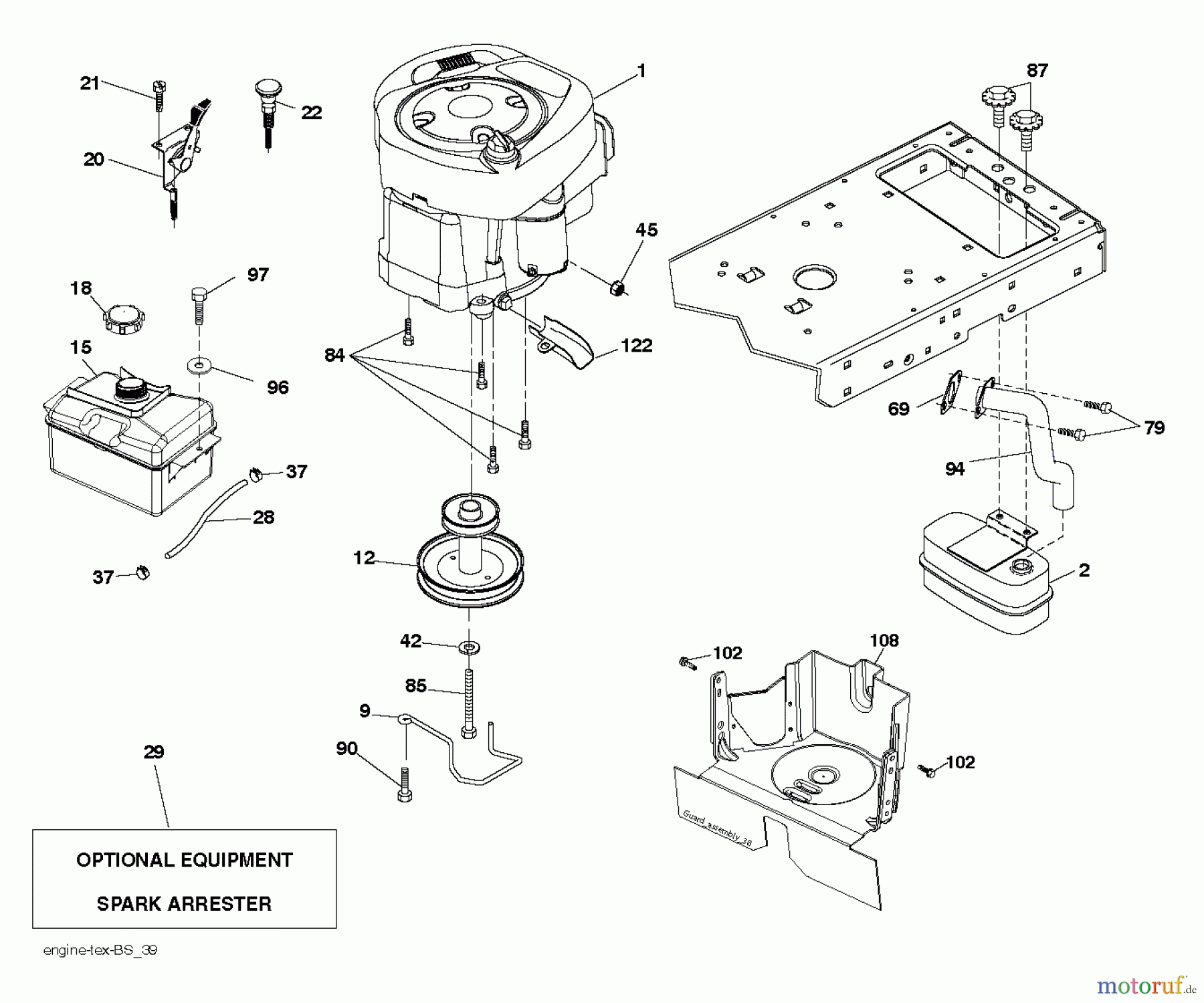 Jonsered Rasen und Garten Traktoren LT2316 CM (96051002002) - Jonsered Lawn & Garden Tractor (2012-08) ENGINE